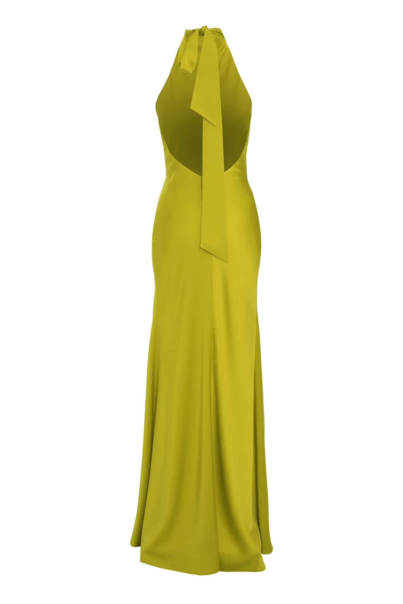 Pistachio Green Satin Sleeveless Long Dress