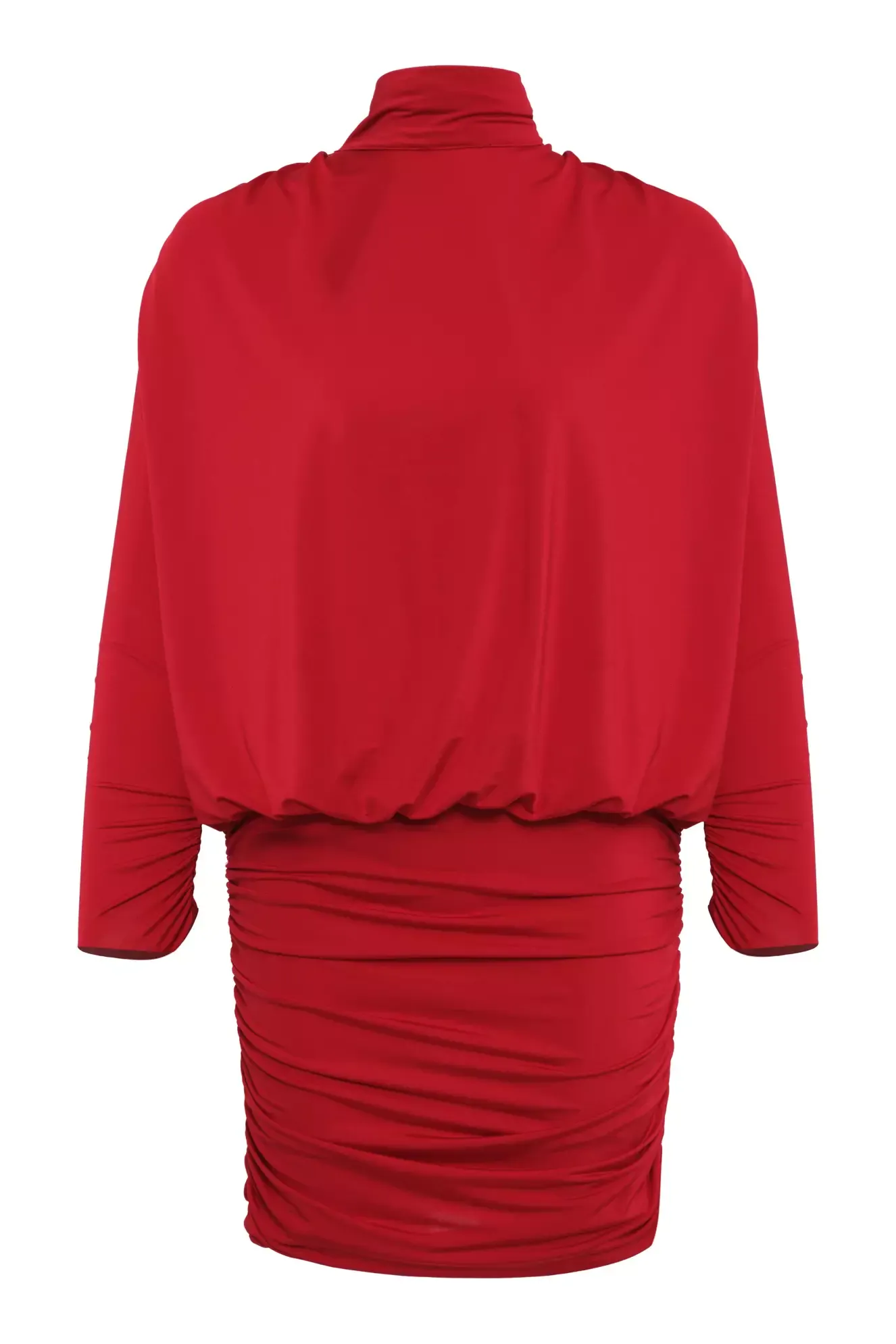 Red knitted long sleeve mini dress