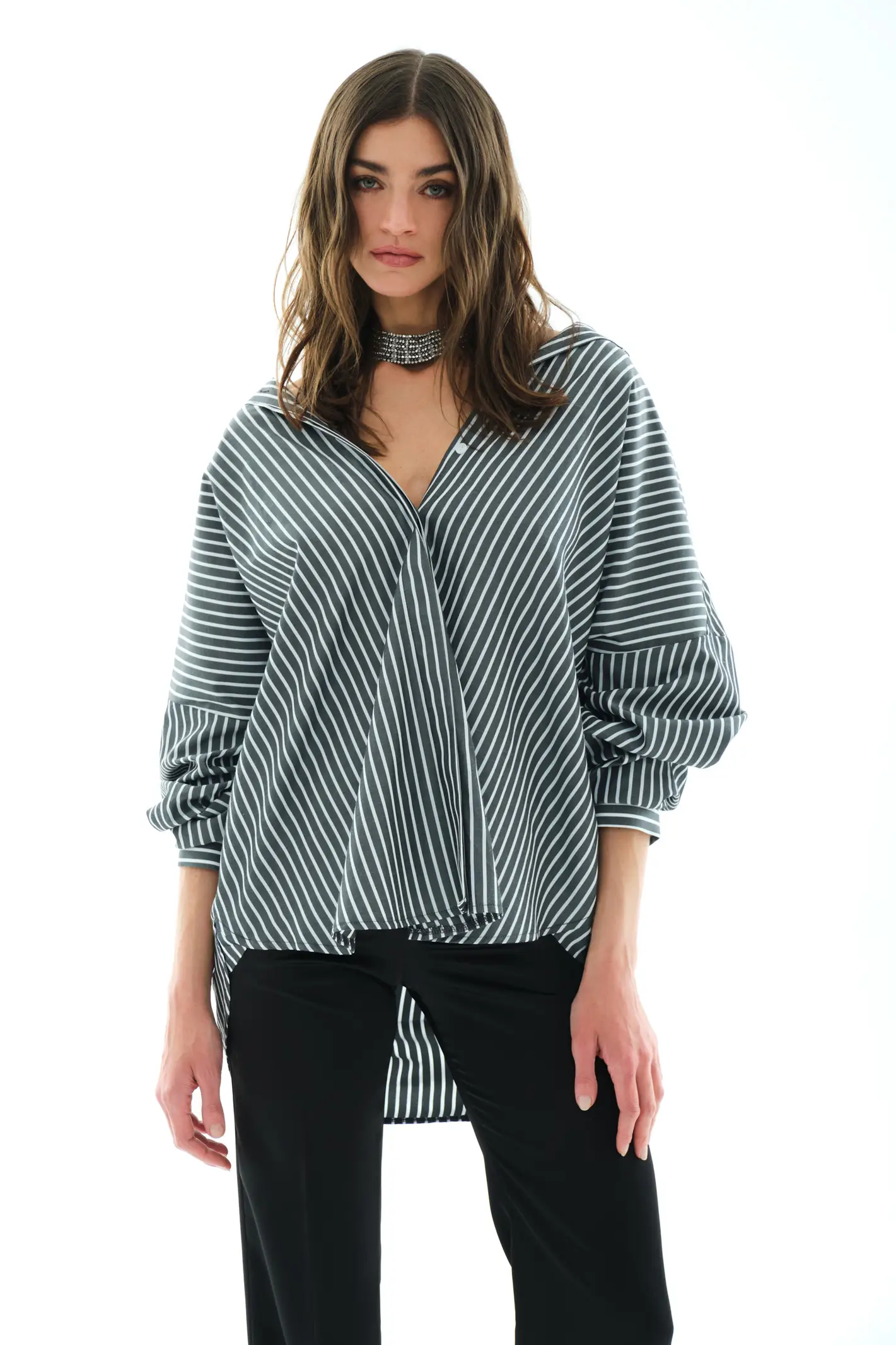 Black Poplin Long Sleeve Gömlek