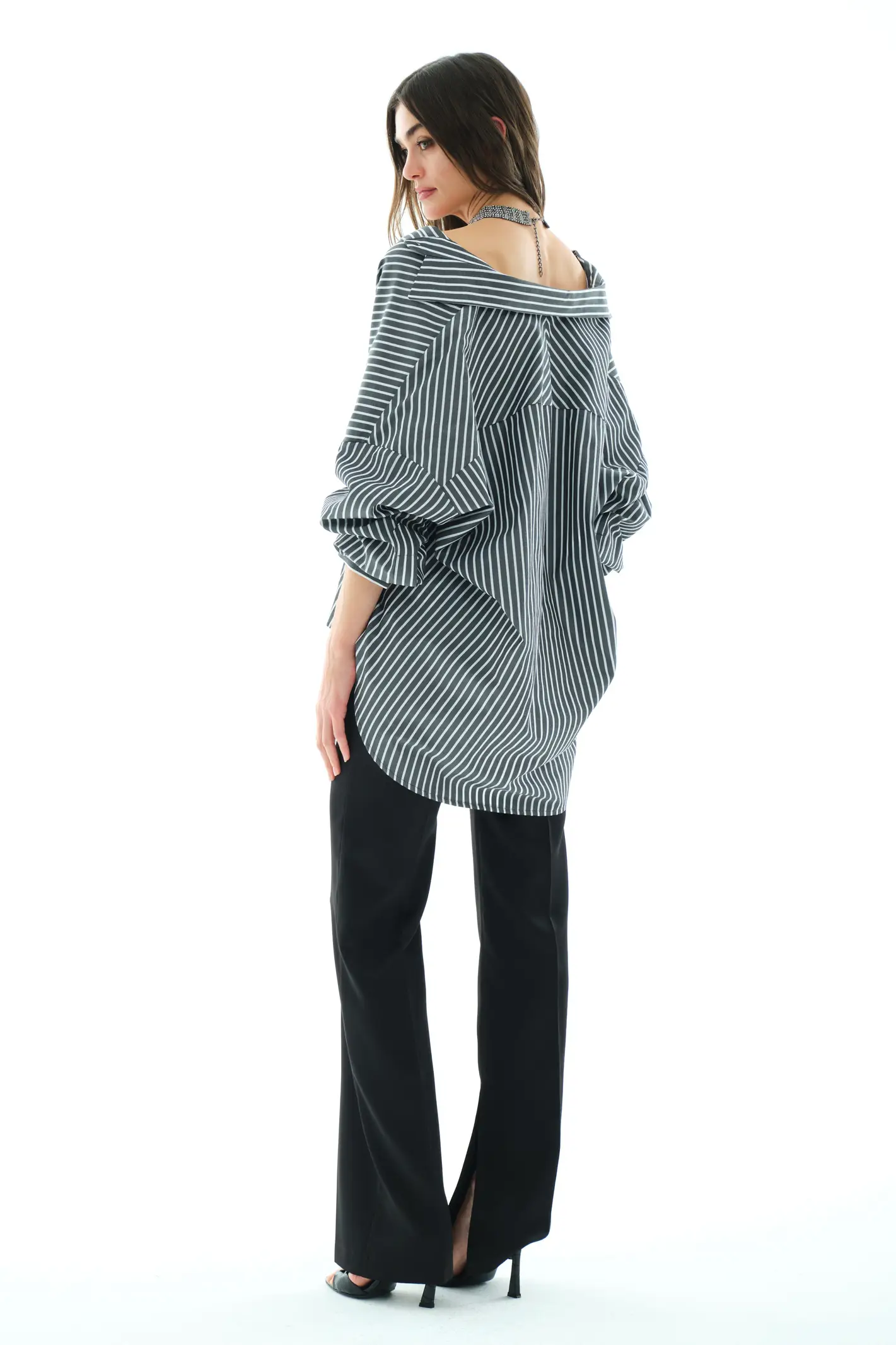 Black Poplin Long Sleeve Gömlek