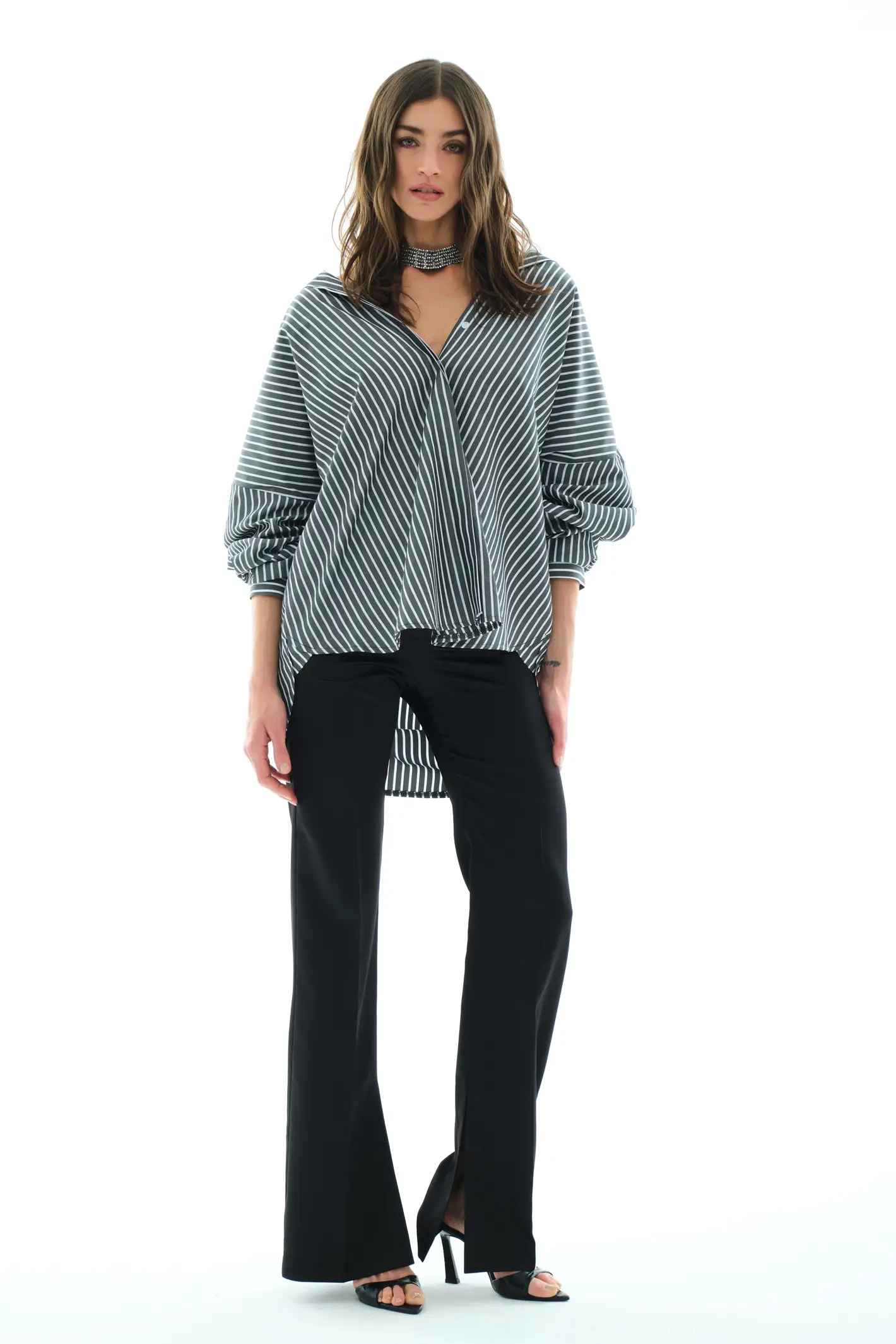Black Poplin Long Sleeve Gömlek