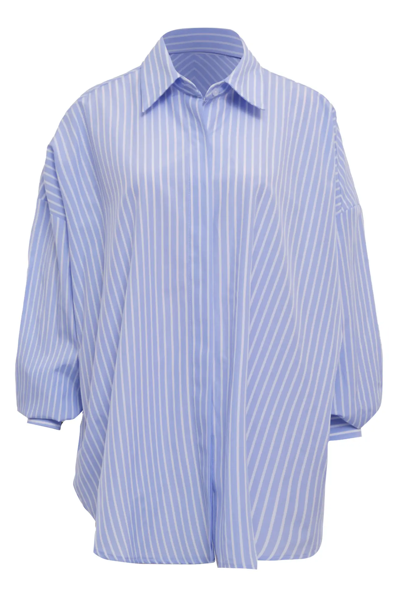 Blue Poplin Long Sleeve Gömlek