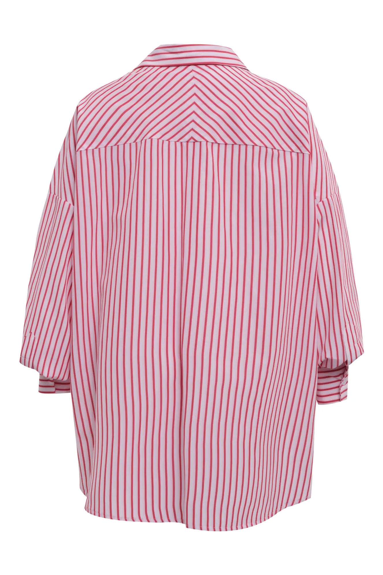 Red Poplin Long Sleeve Gömlek