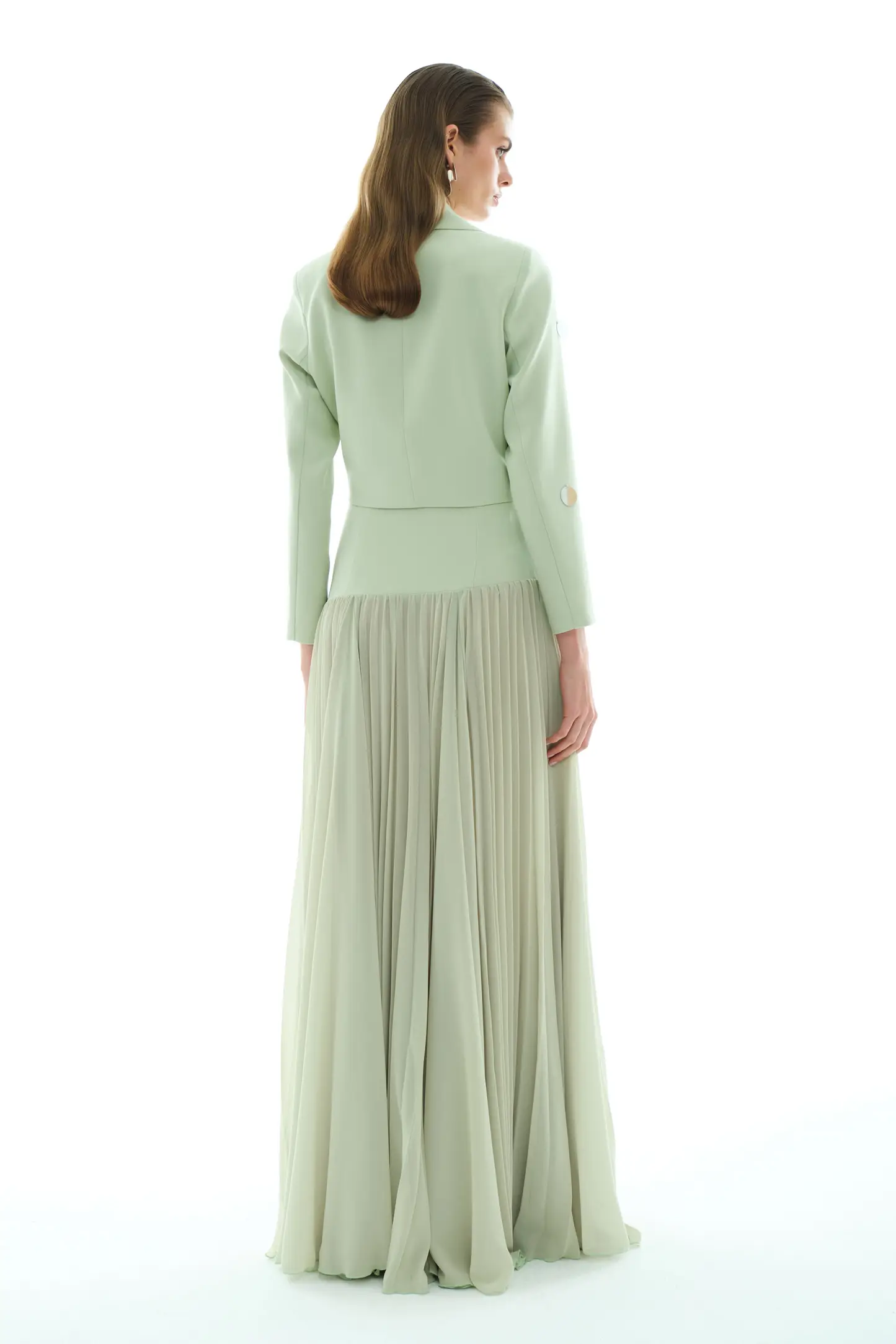 Mint Green Crepe Long Sleeve Mini Jacket