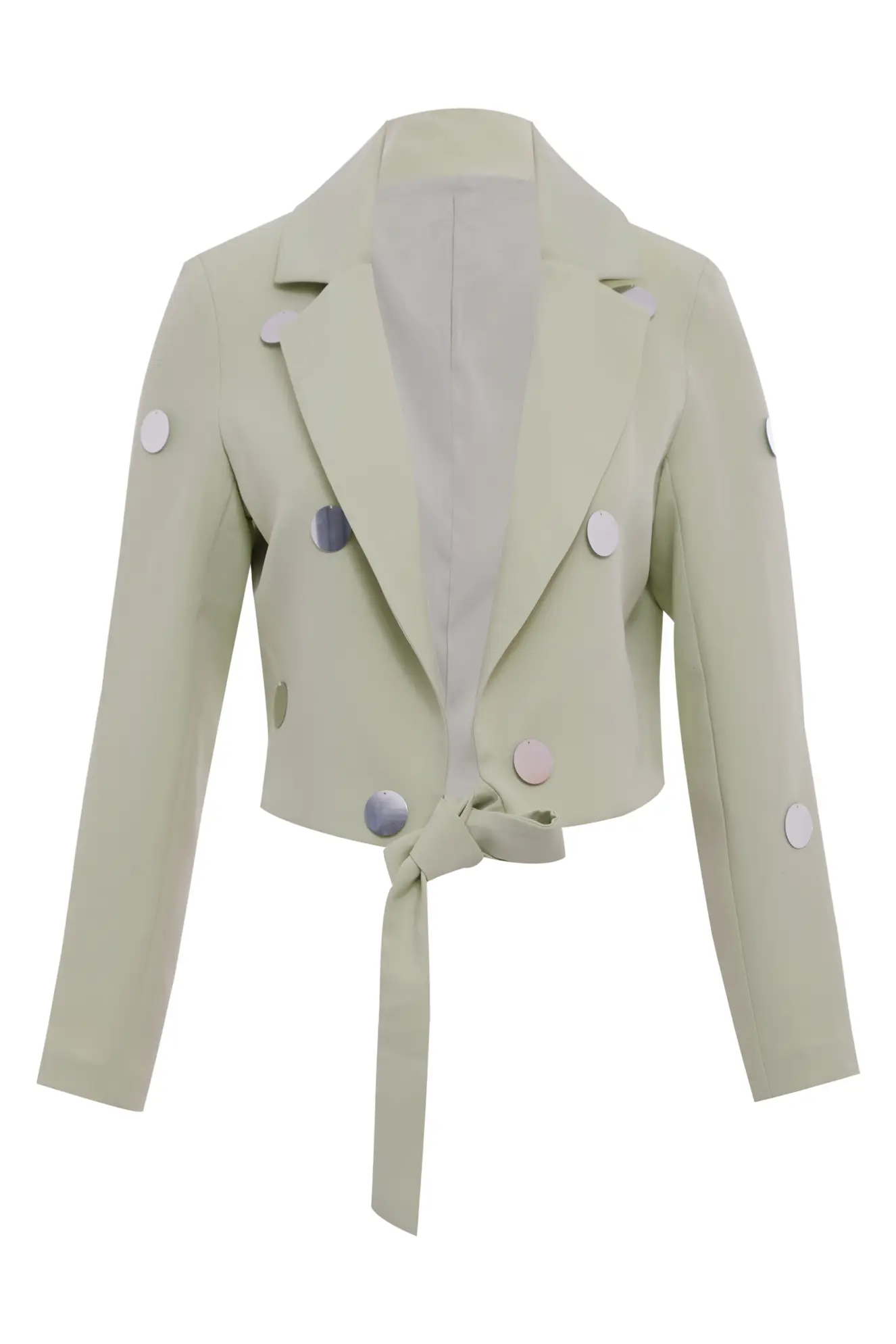 Mint Green Crepe Long Sleeve Mini Jacket