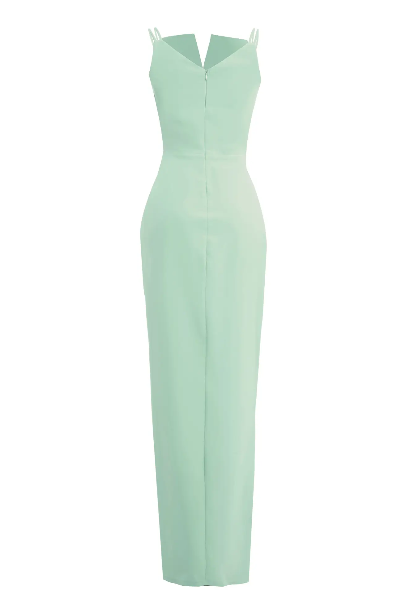 Mint green crepe sleeveless long dress