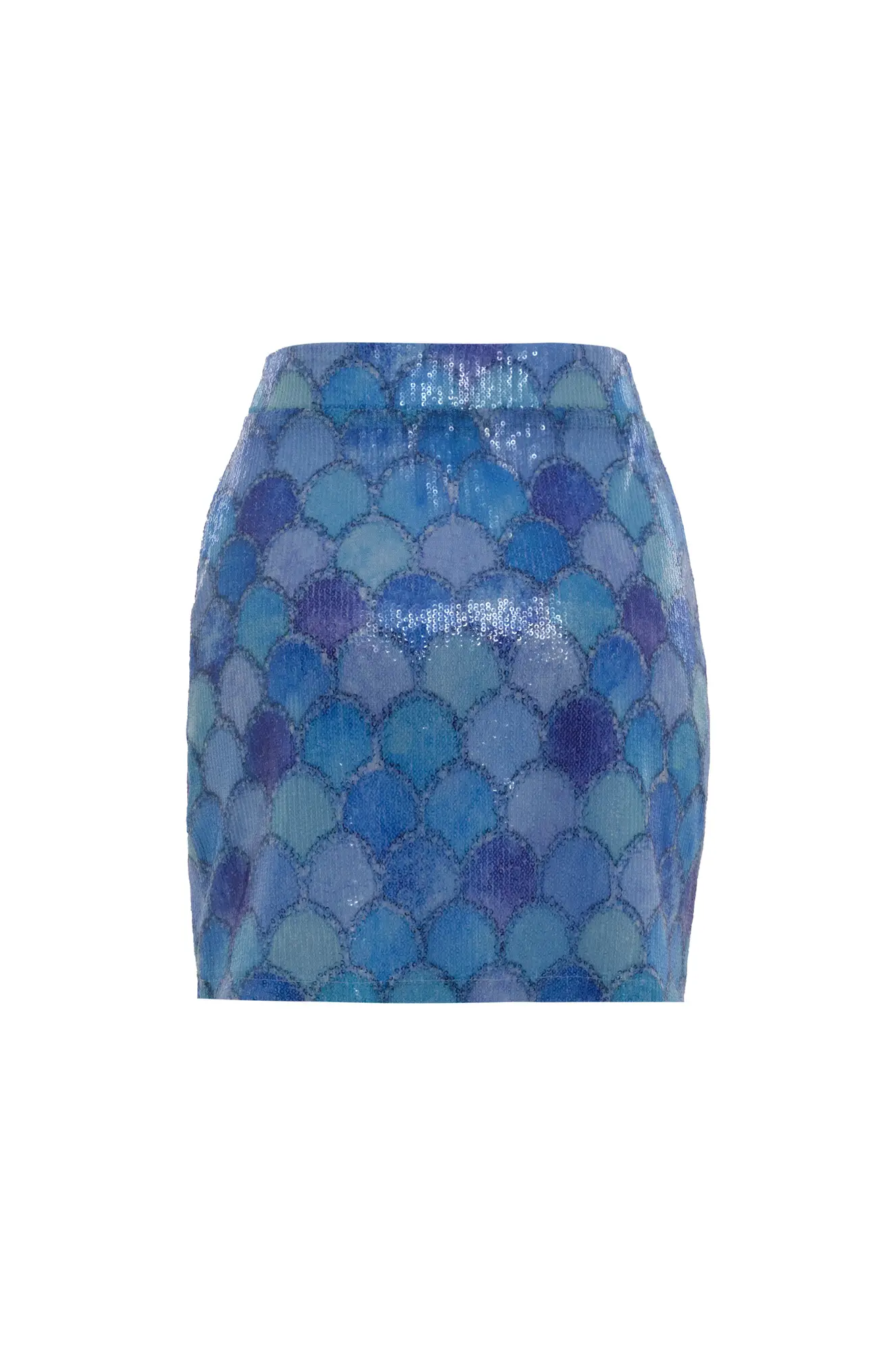Blue sequin mini skirt