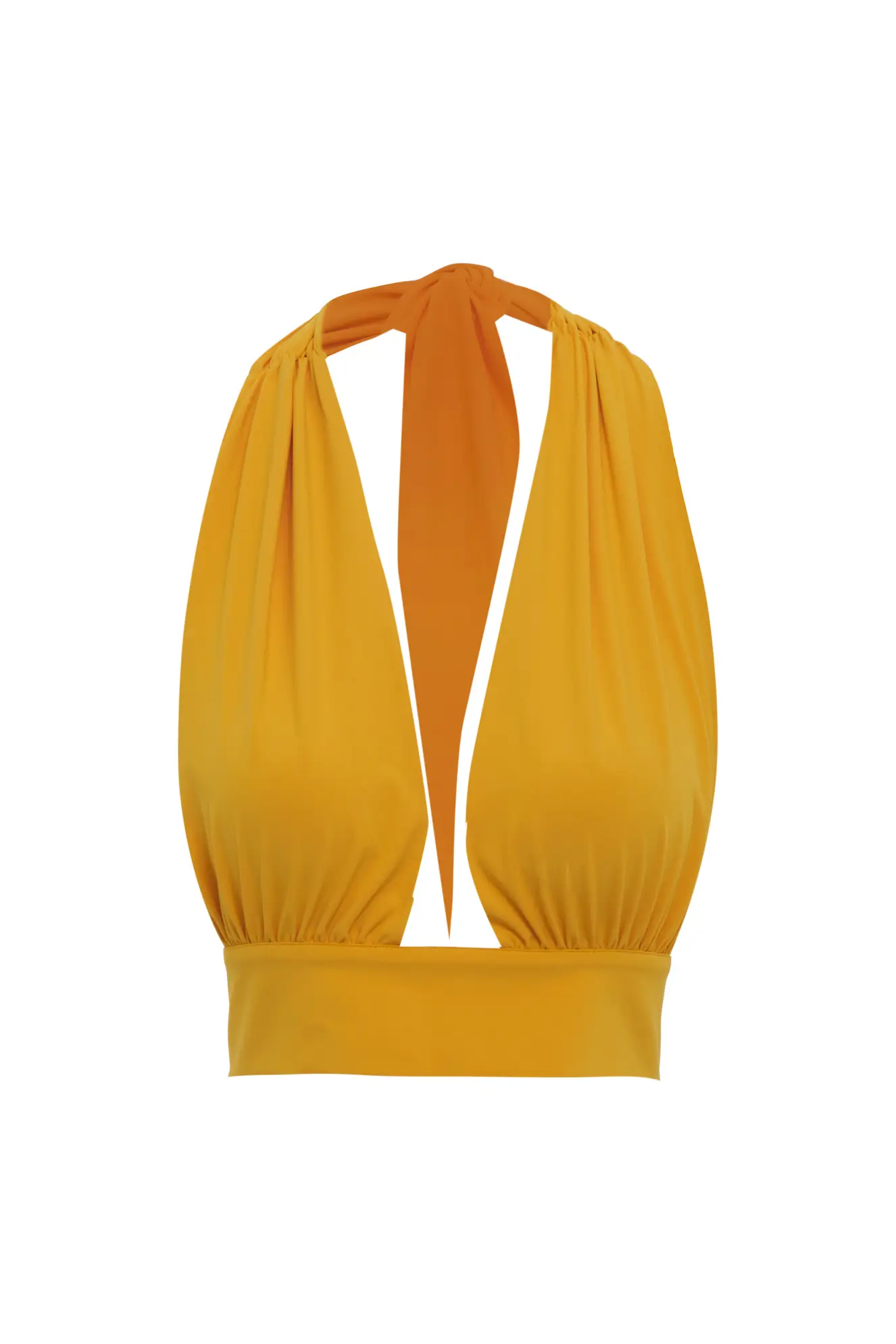 Yellow Poplin Sleeveless Mini Crop Top