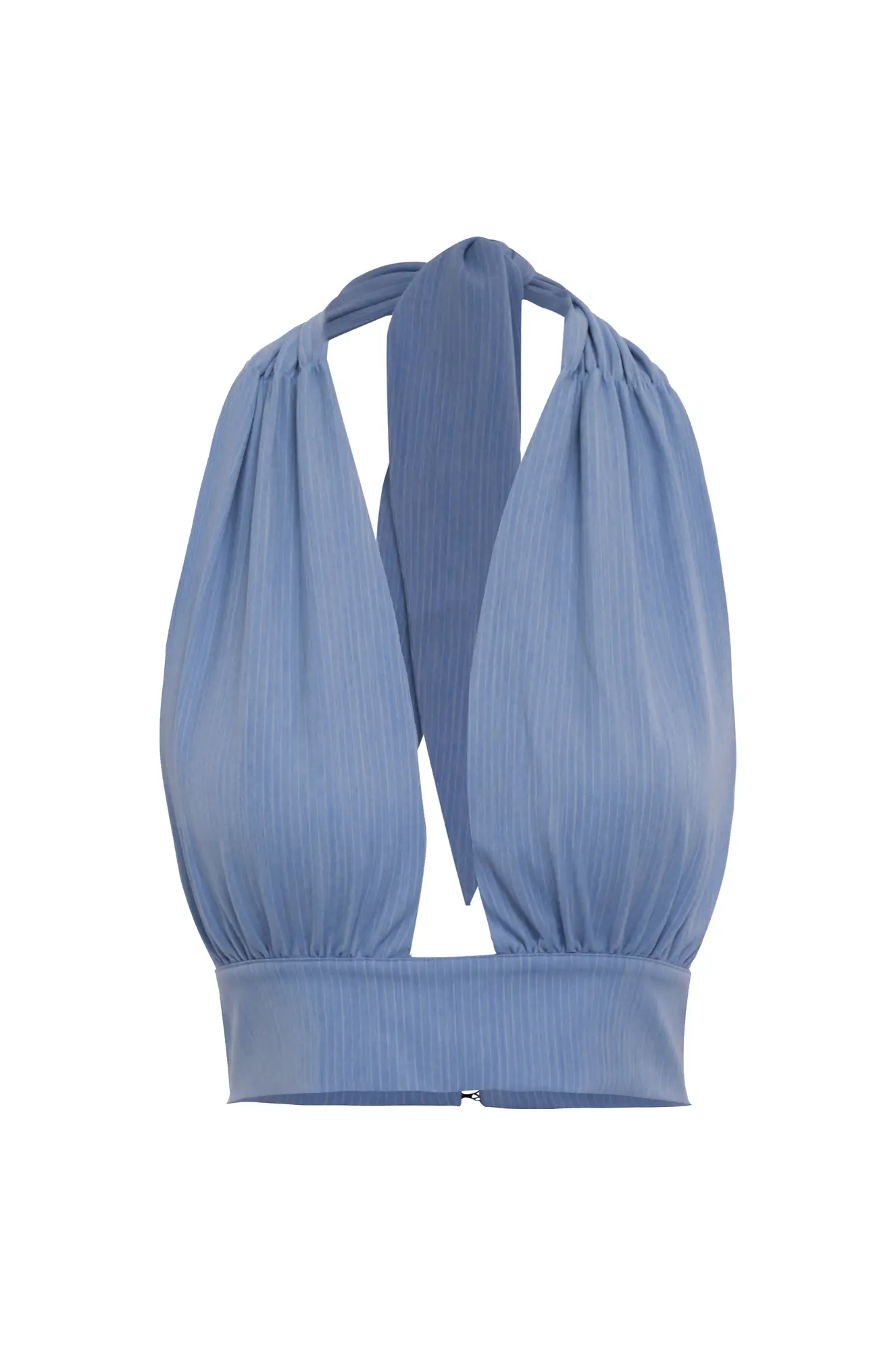Blue Poplin Sleeveless Mini Crop Top