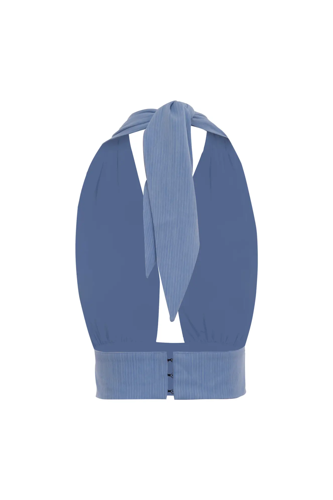 Blue Poplin Sleeveless Mini Crop Top