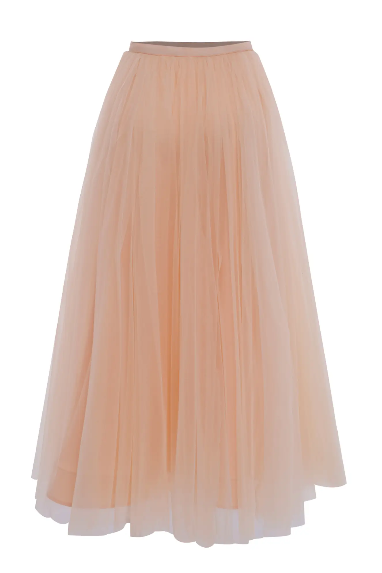 Beige Tulle Long Skirt