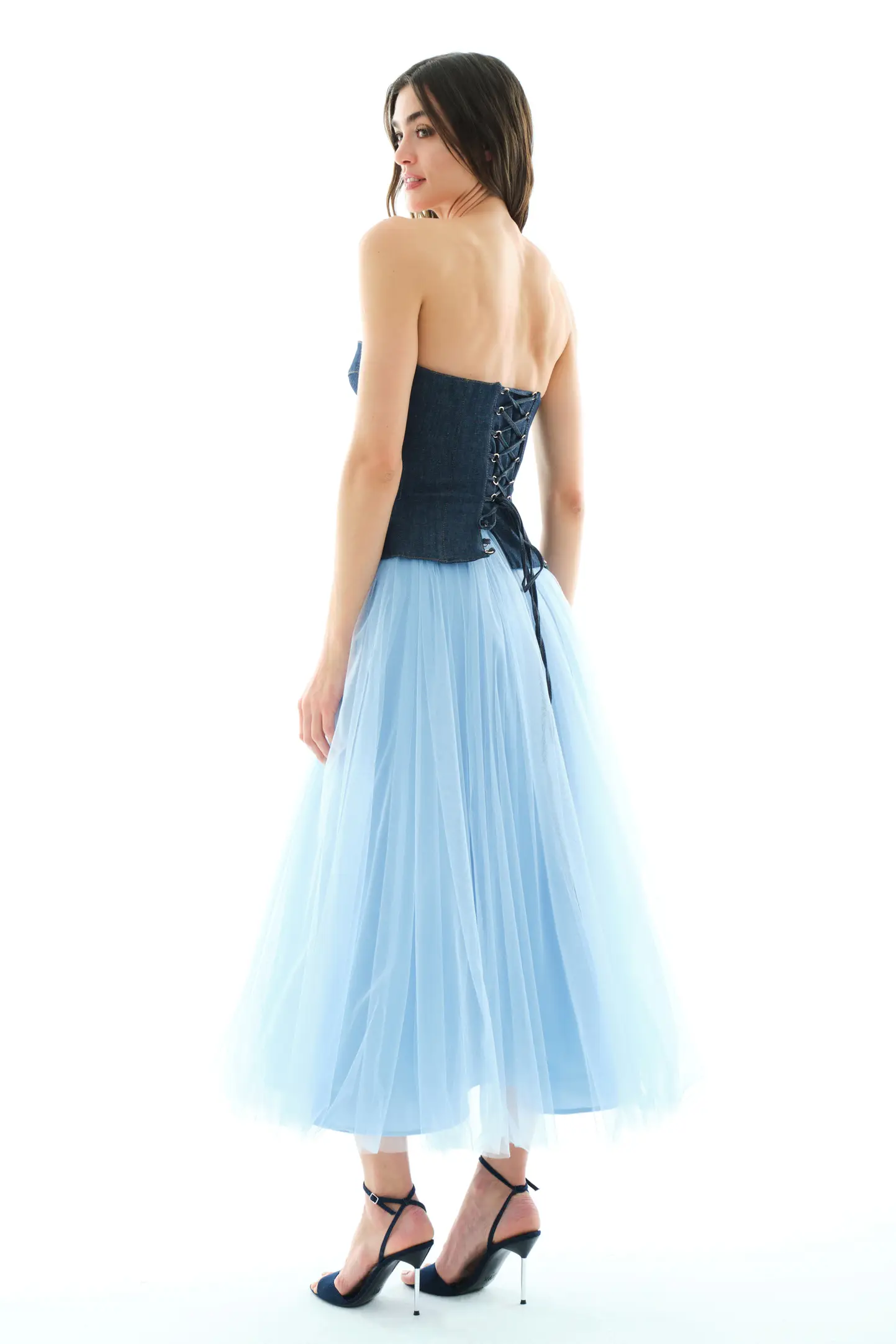 Blue Tulle Long Skirt