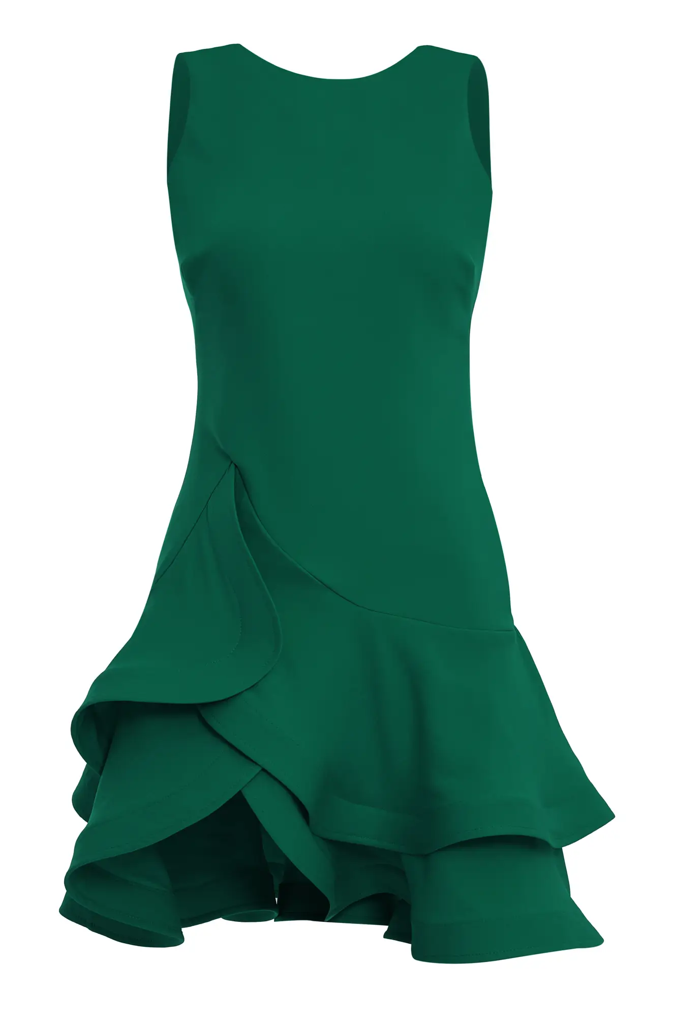 Green Crepe Sleeveless Mini Dress