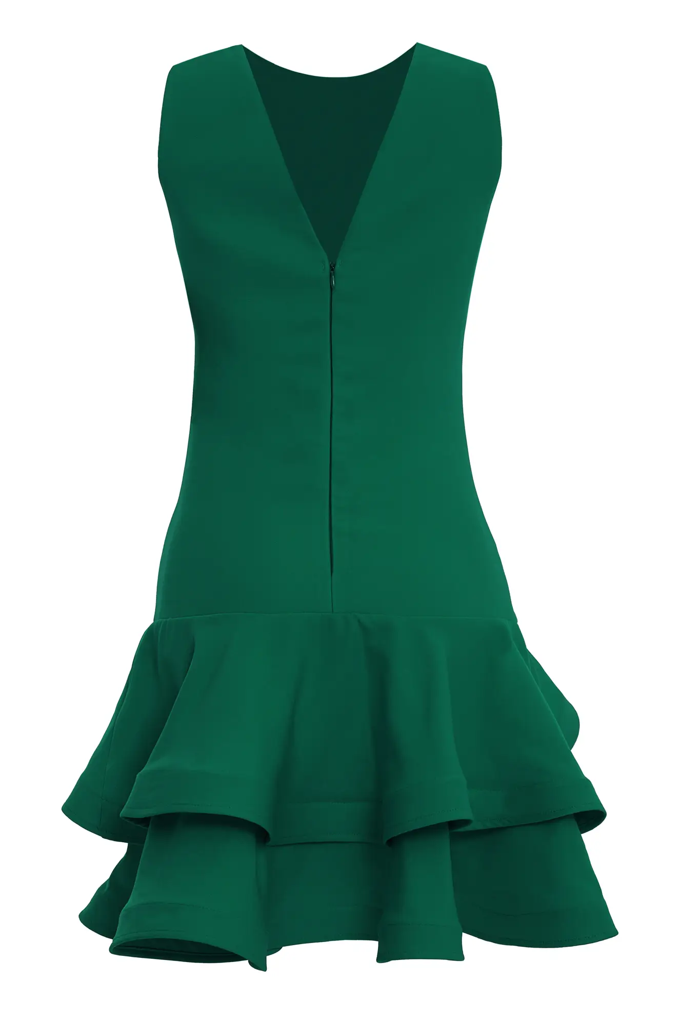 Green Crepe Sleeveless Mini Dress