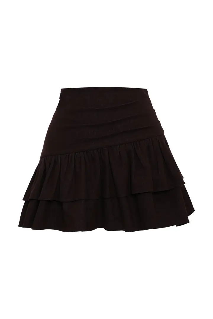 Brown Kot Mini Skirt