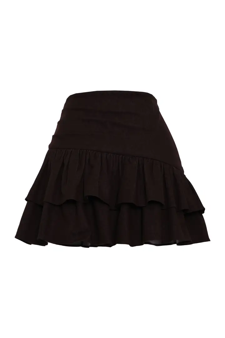 Brown Kot Mini Skirt