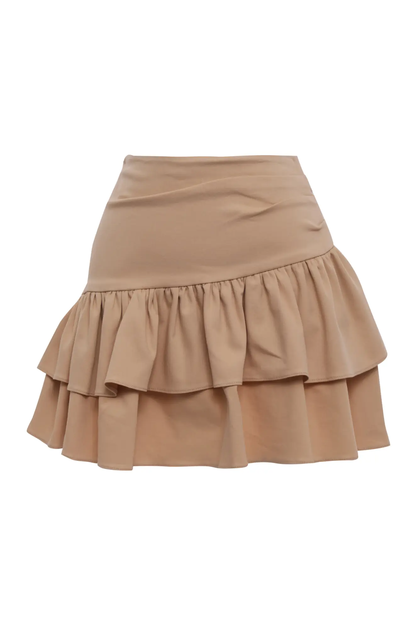 Beige Kot Mini Skirt