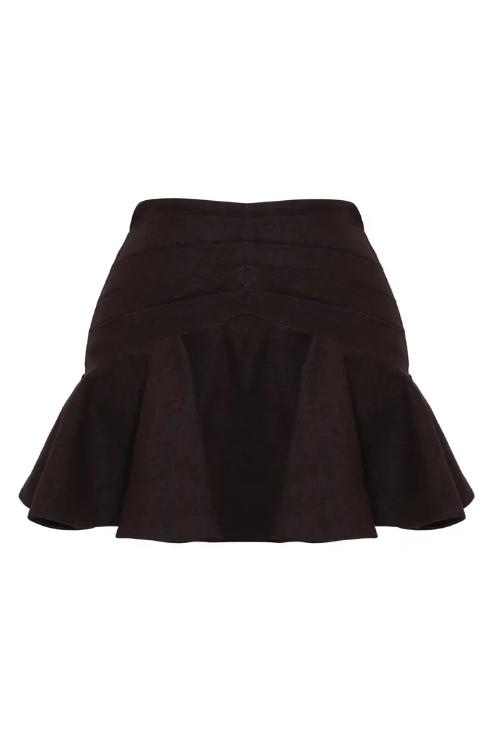 Brown Kot Mini Skirt