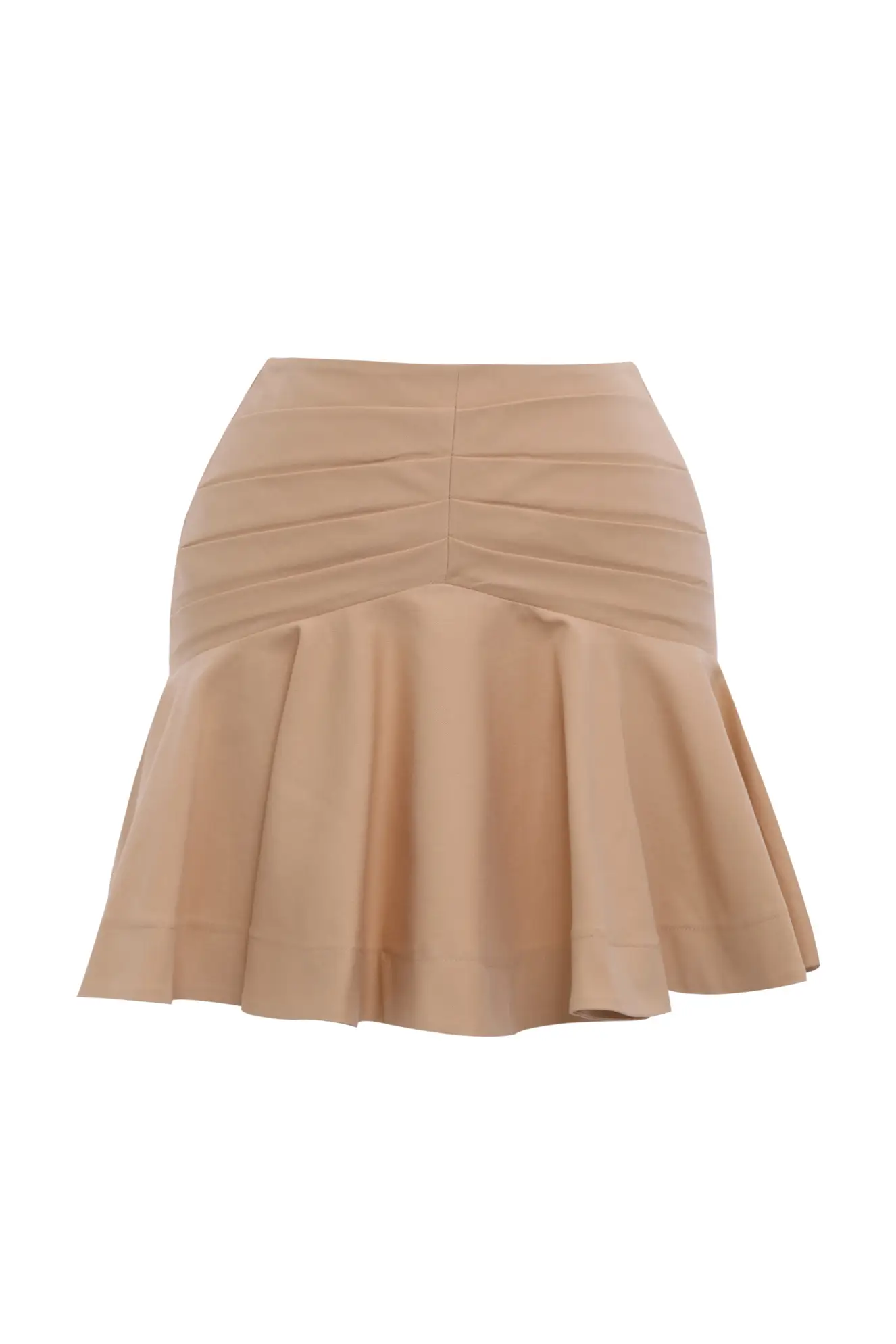 Beige Kot Mini Skirt