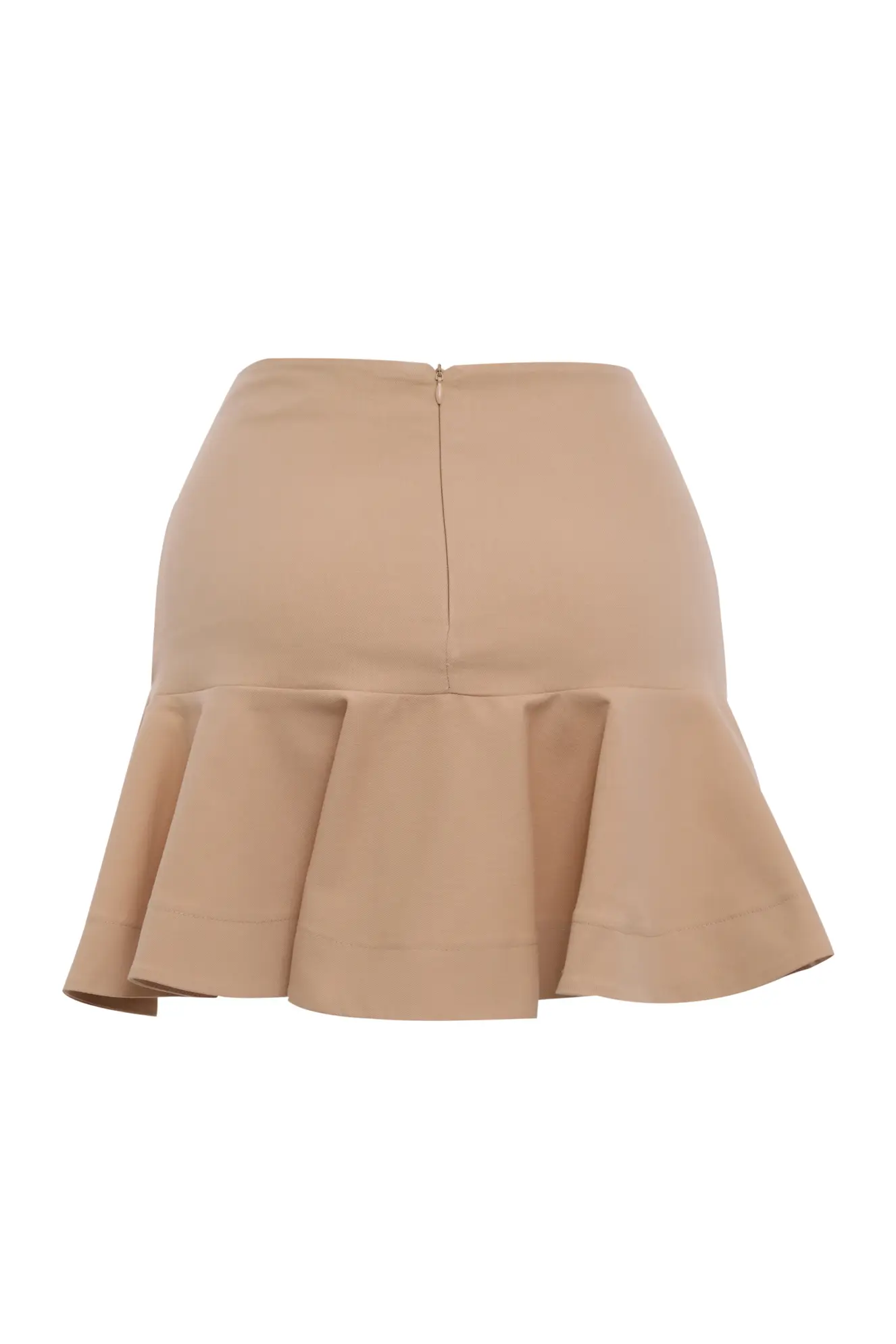 Beige Kot Mini Skirt