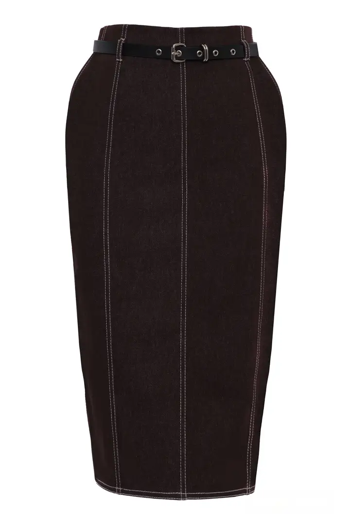 Brown Kot Midi Skirt