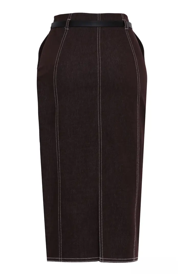 Brown Kot Midi Skirt