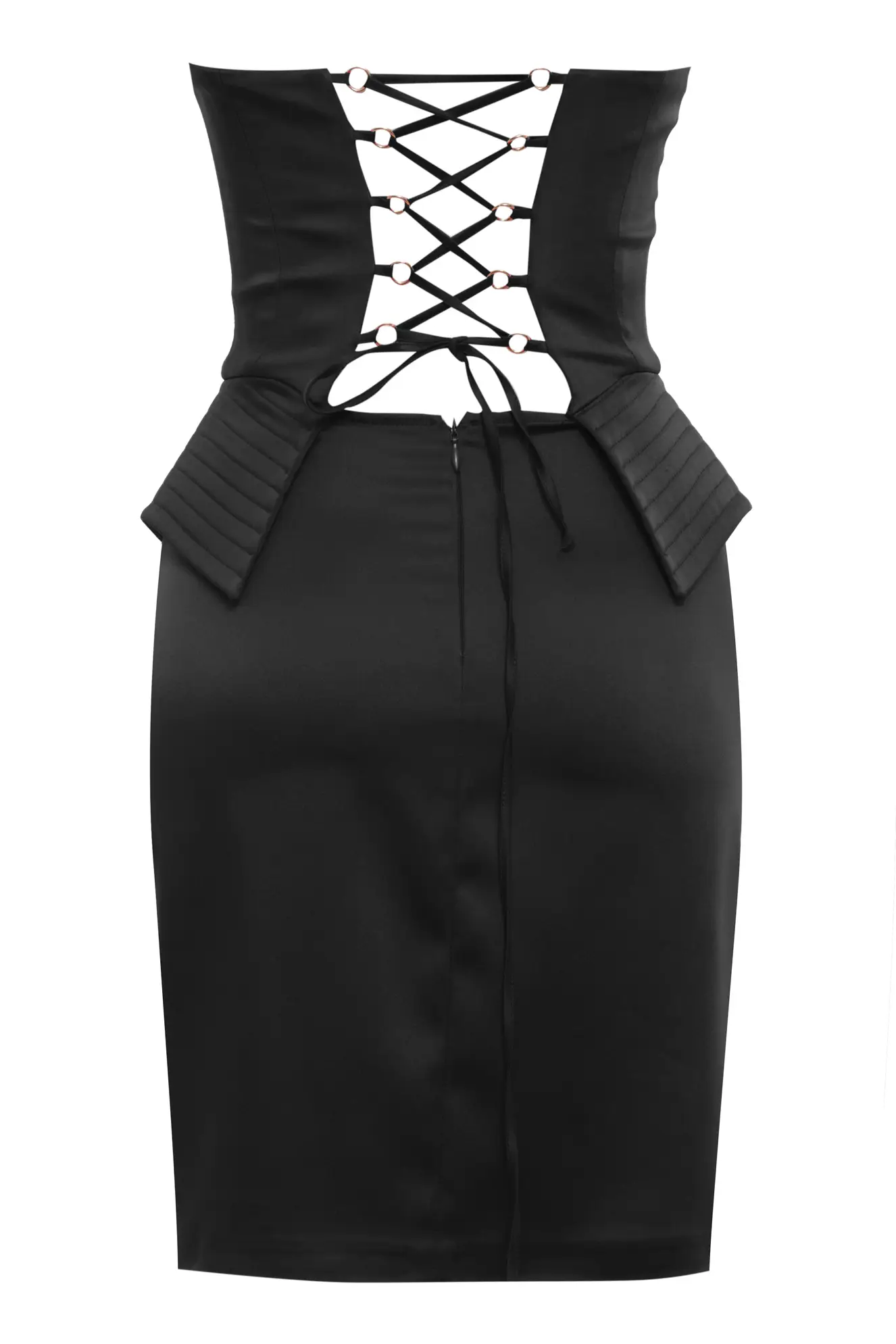 Black Satin Sleeveless Mini Dress