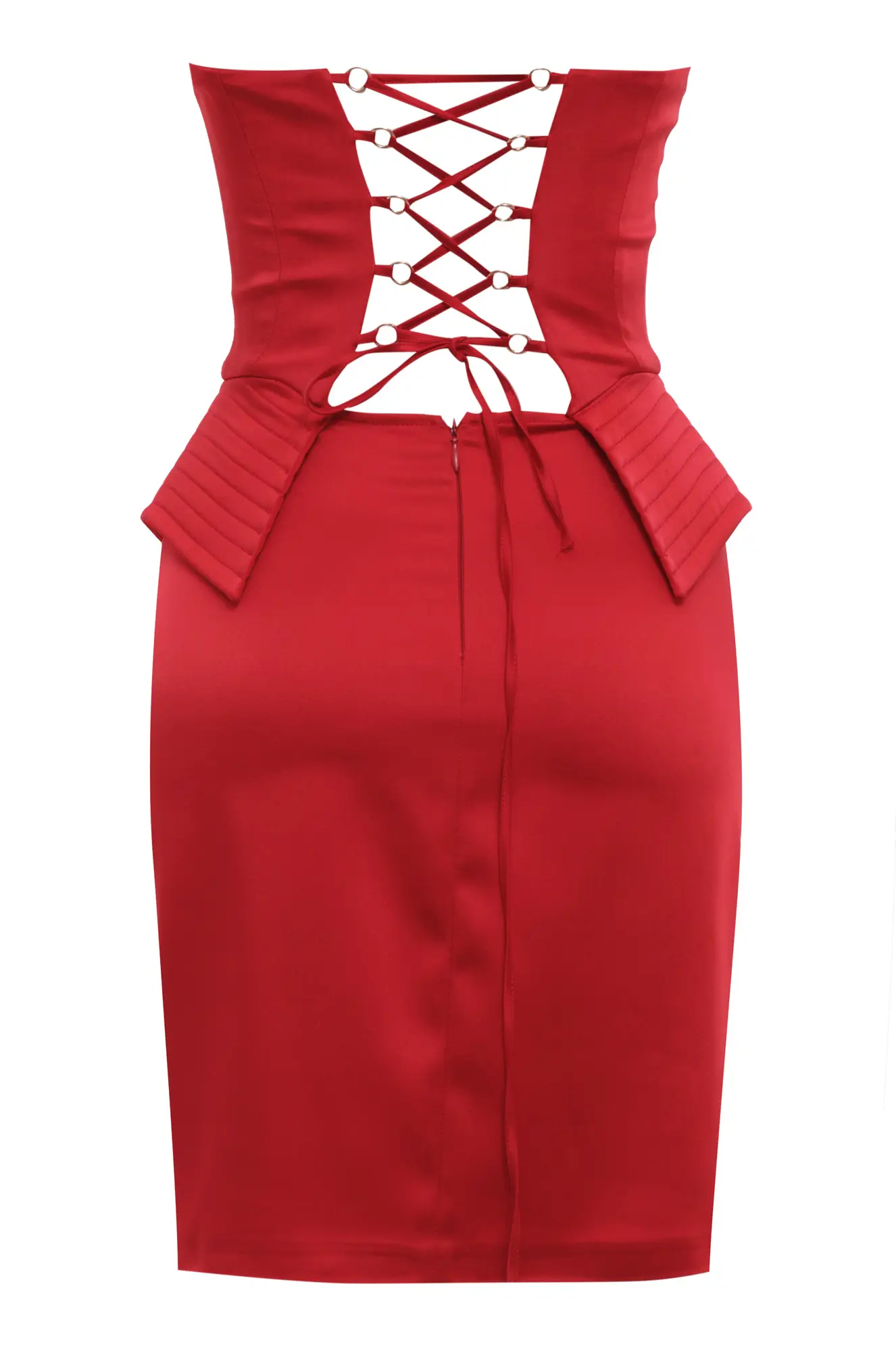 Red Satin Sleeveless Mini Dress