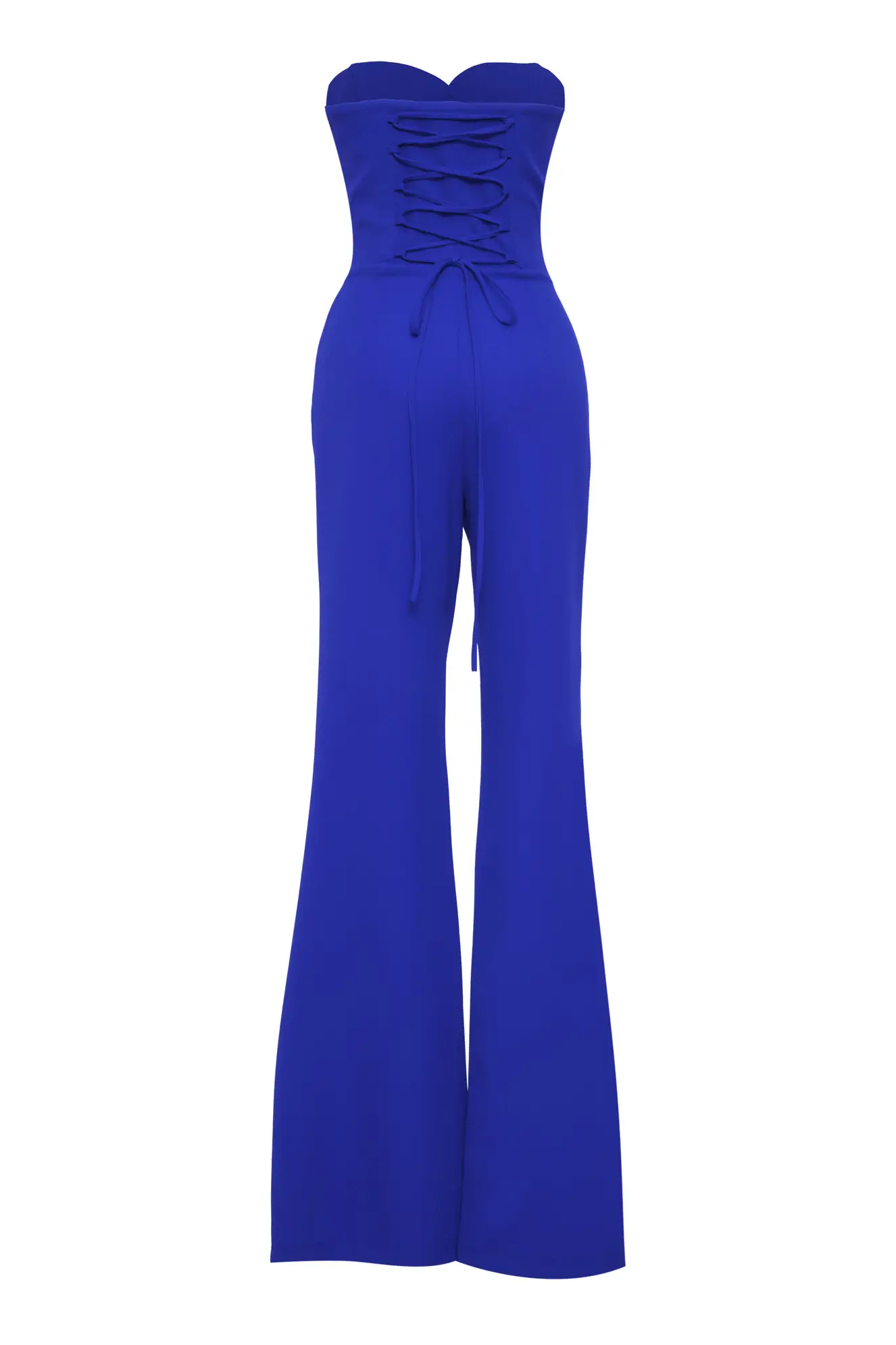 Blue Crepe Strapless Long Dress