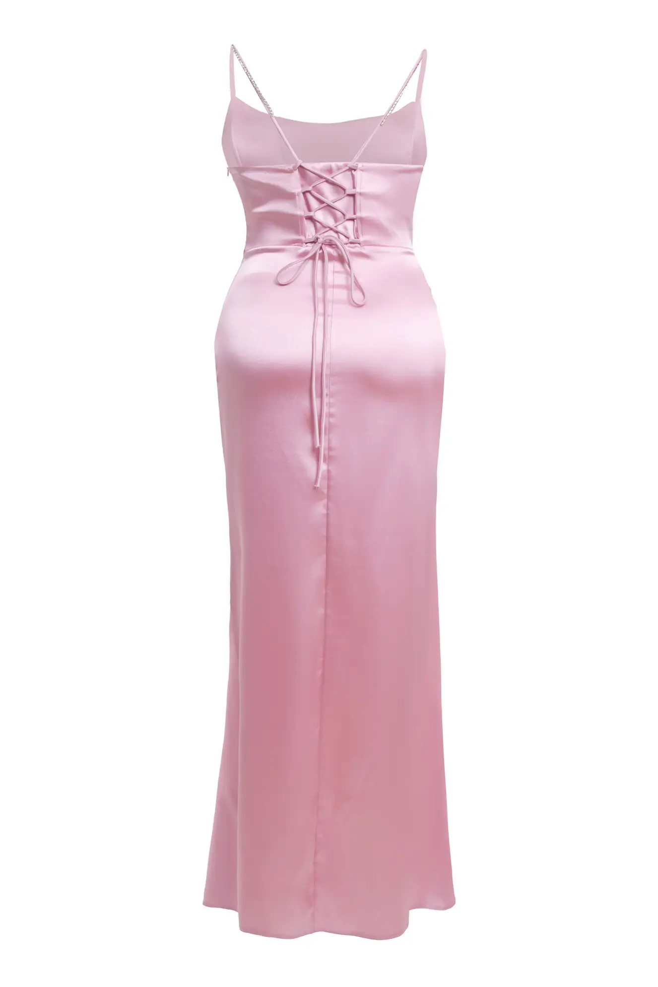 Pink Plus Size Satin Sleeveless Long Dress