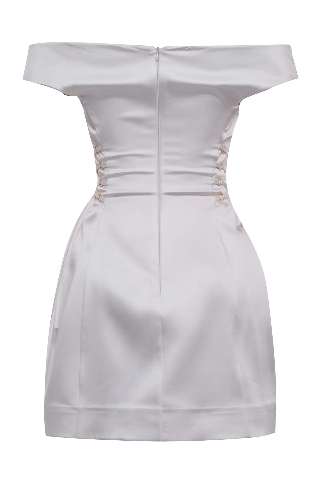 White Satin Short Sleeve Mini Dress