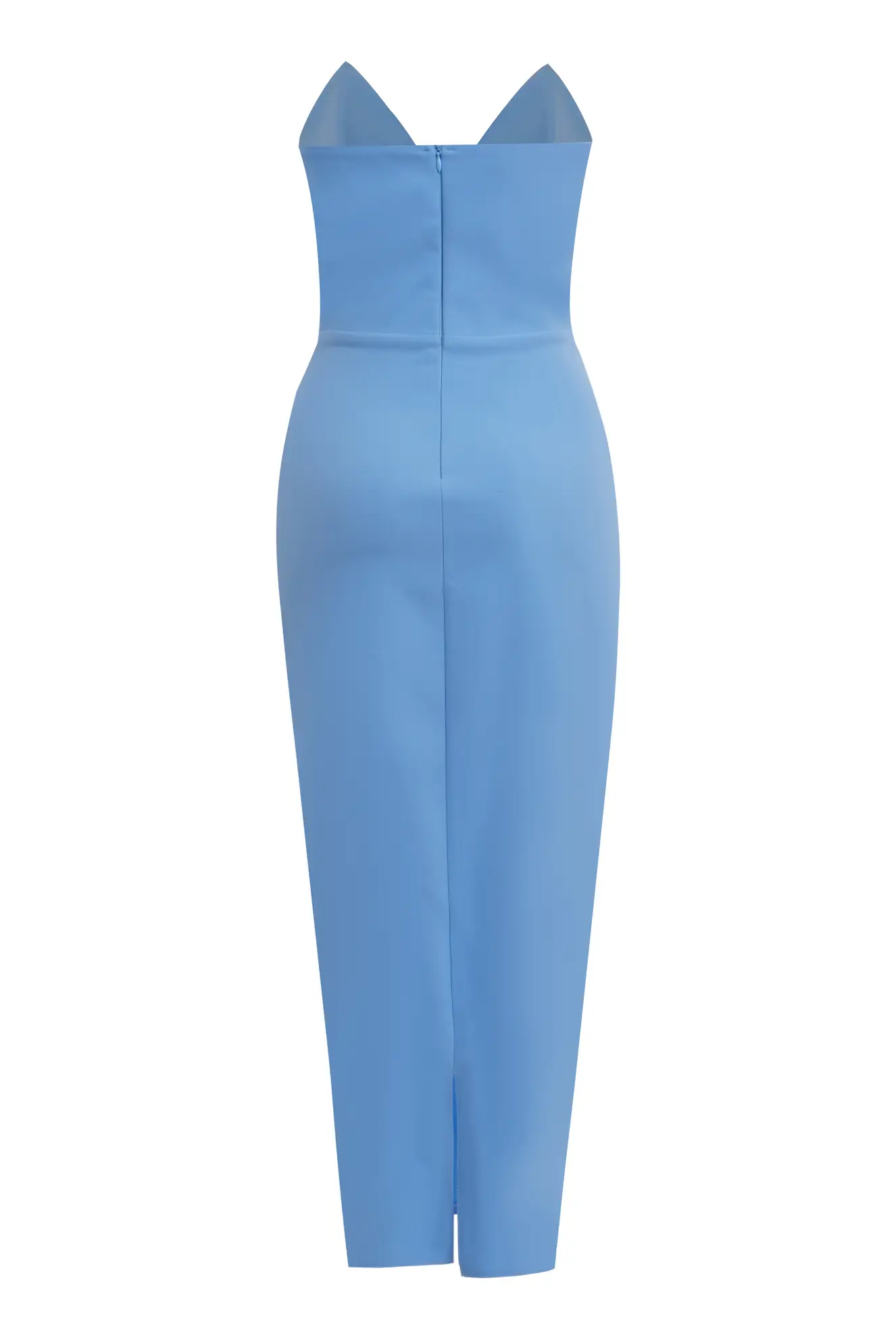 Blue Crepe Sleeveless Maxi Dress