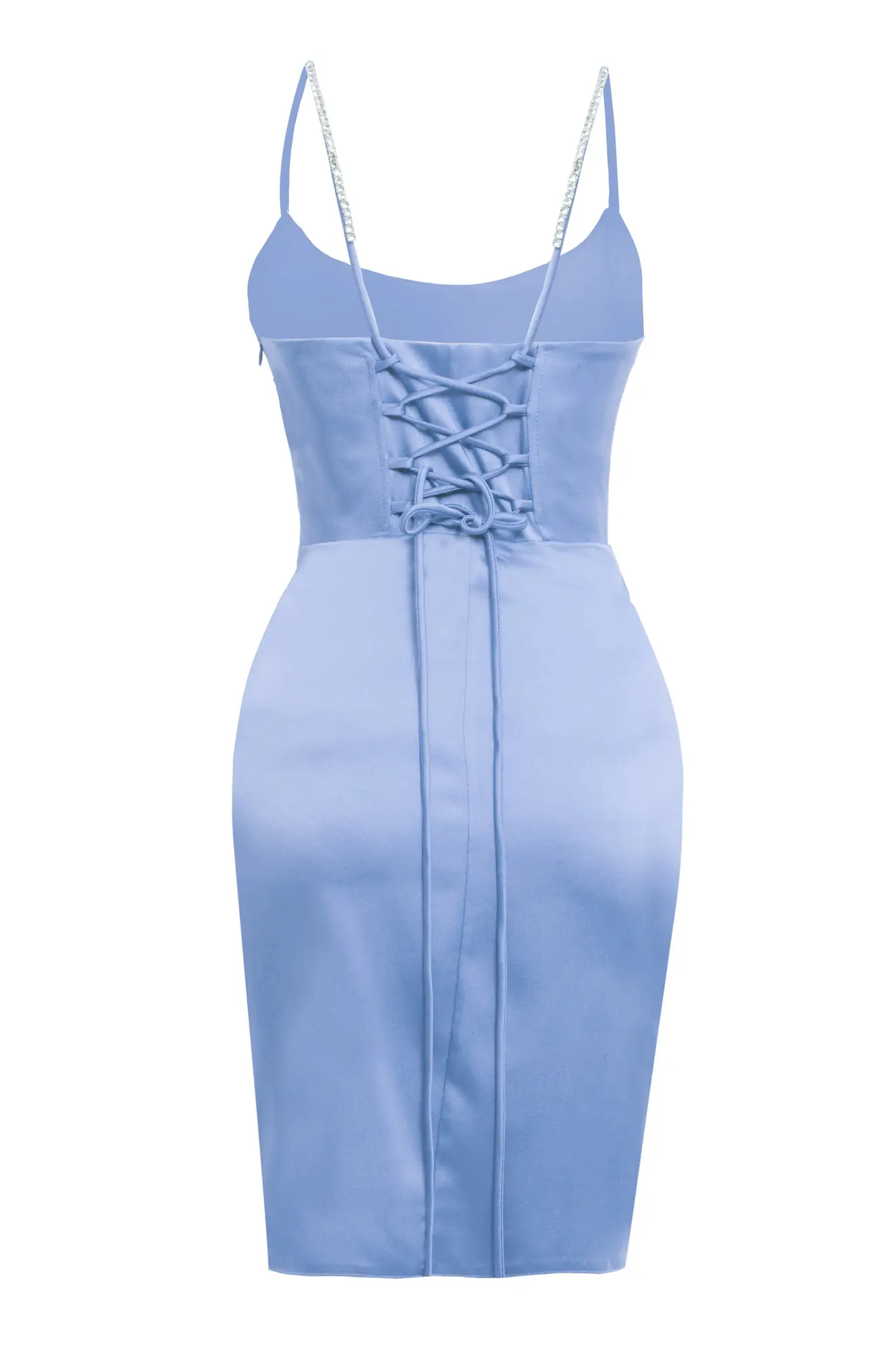 Blue Satin Sleeveless Mini Dress