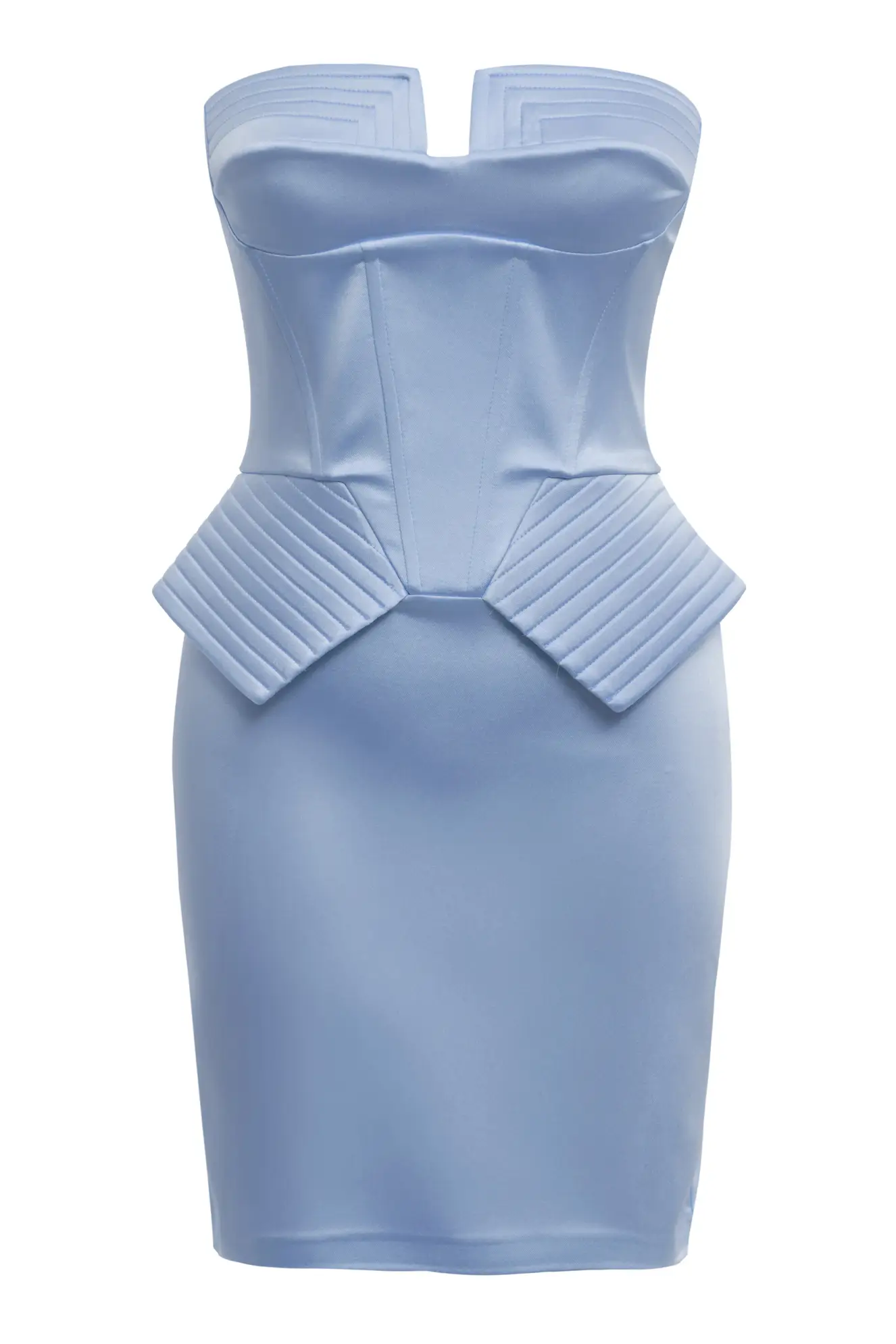 Blue Satin Sleeveless Mini Dress