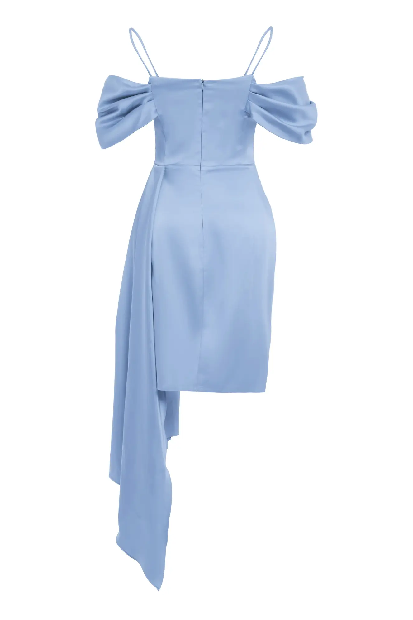 Blue Satin Sleeveless Mini Dress