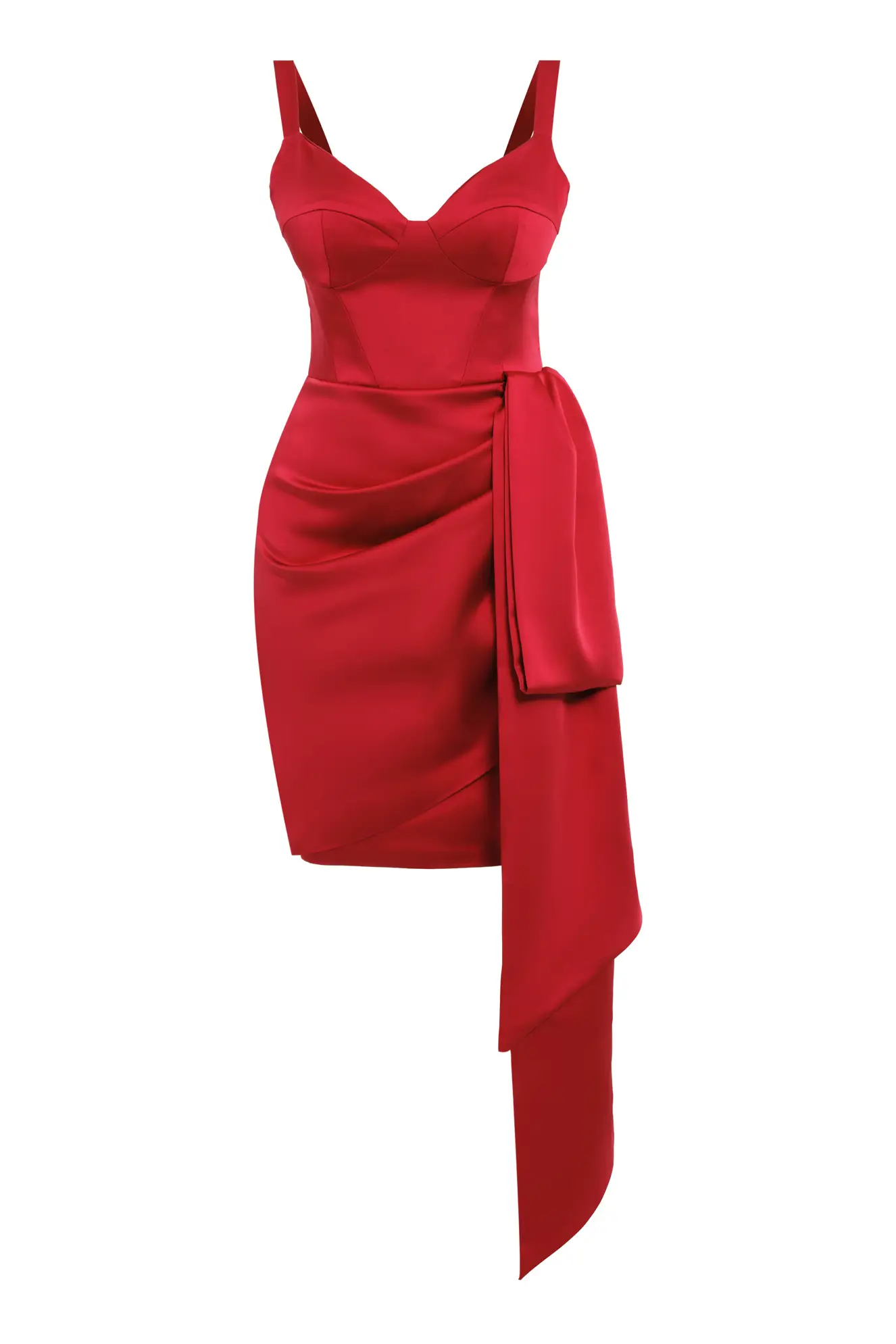 Red Satin Sleeveless Mini Dress