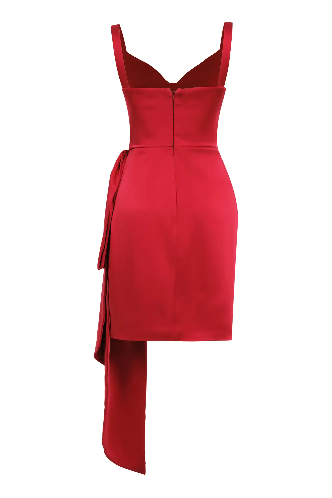 Red Satin Sleeveless Mini Dress