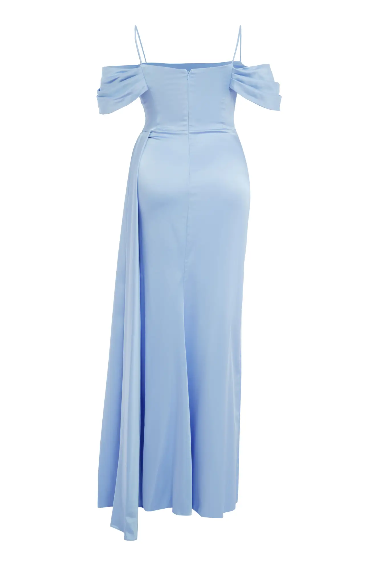 Blue Plus Size Satin Sleeveless Long Dress