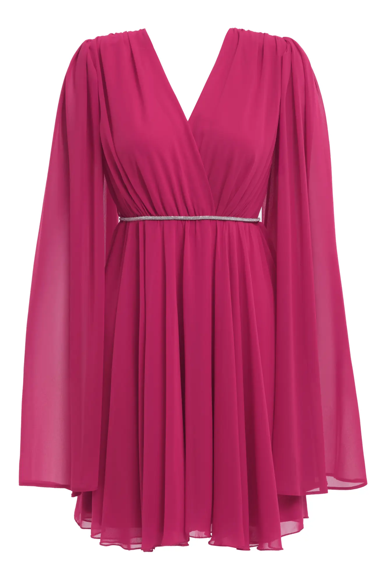 Pink Sifon Long Sleeve Mini Dress