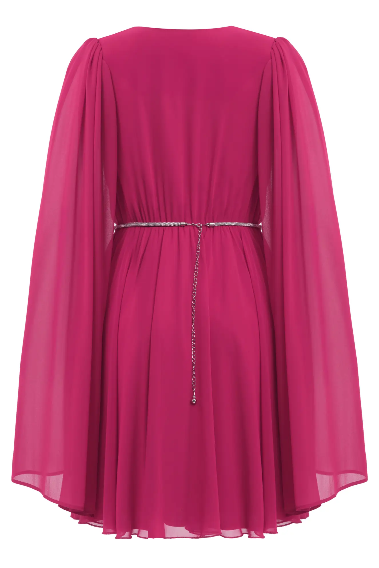 Pink Sifon Long Sleeve Mini Dress