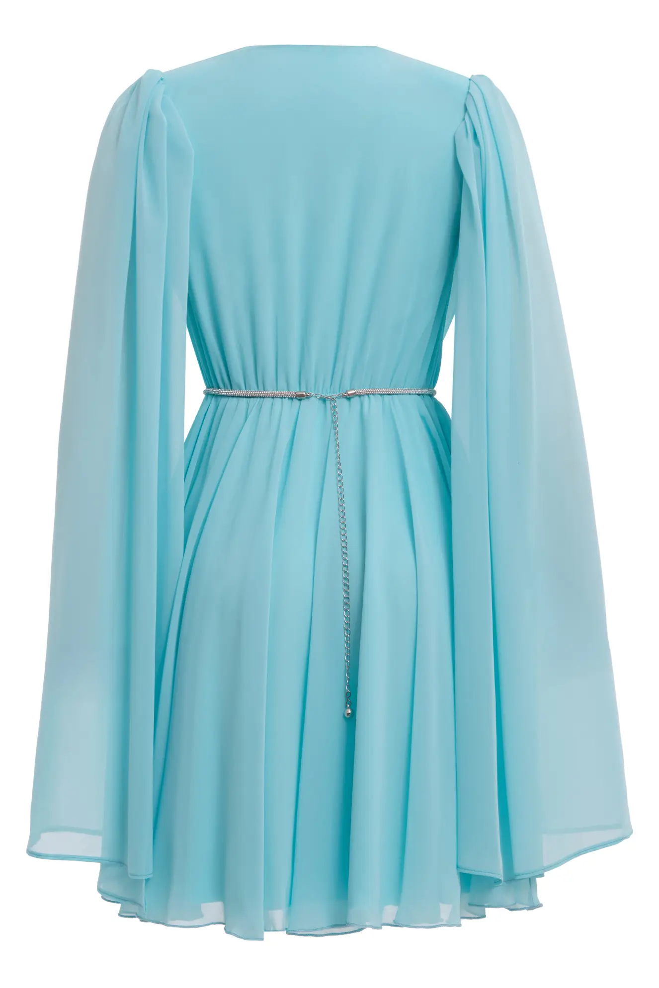 Mint Green Sifon Long Sleeve Mini Dress