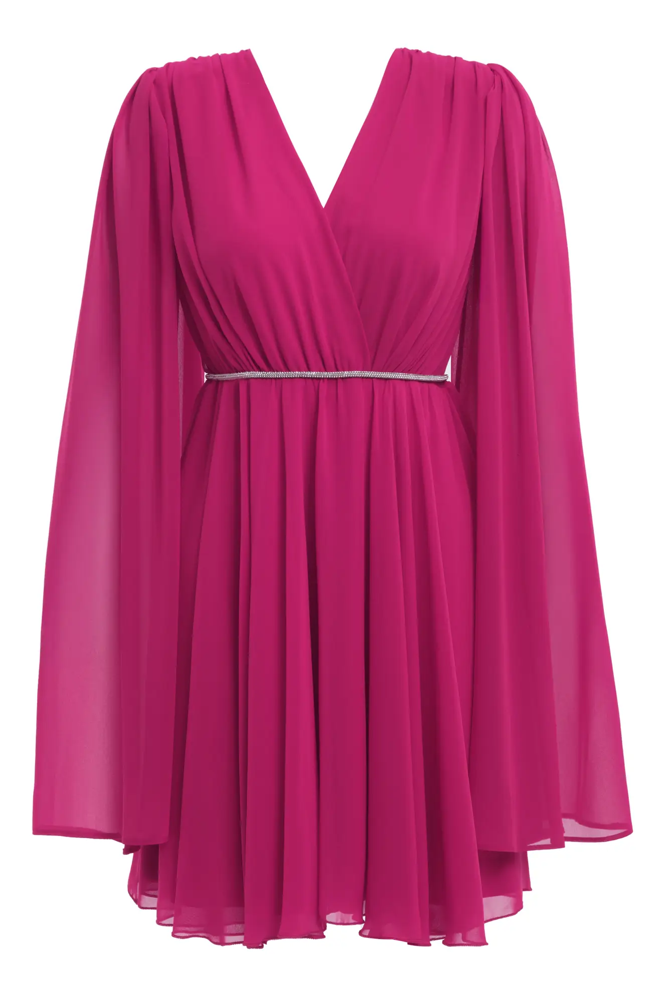 Fuchsia Sifon Long Sleeve Mini Dress