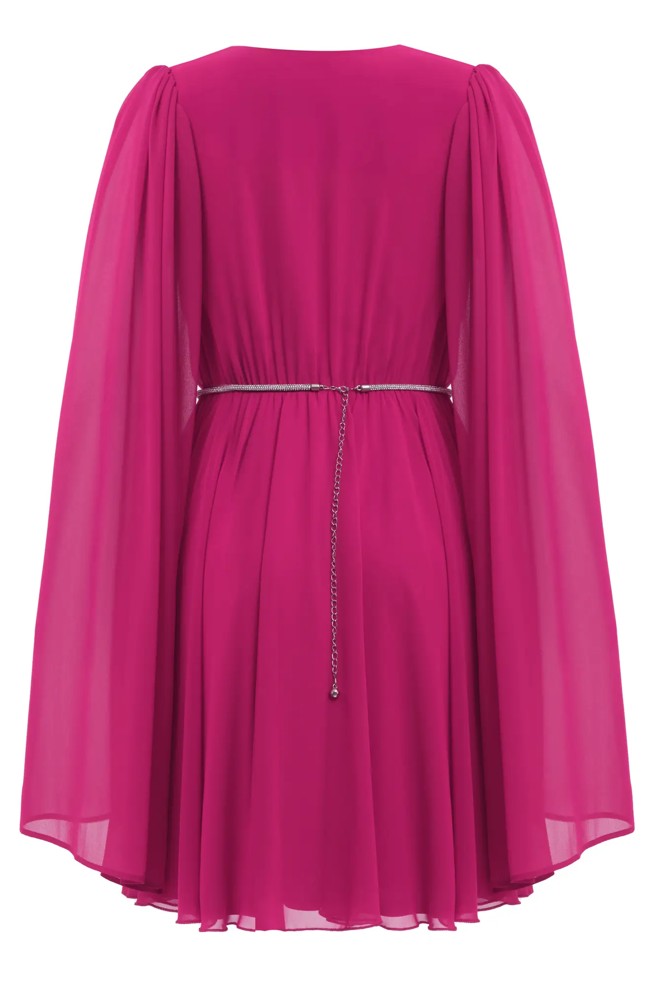 Fuchsia Sifon Long Sleeve Mini Dress