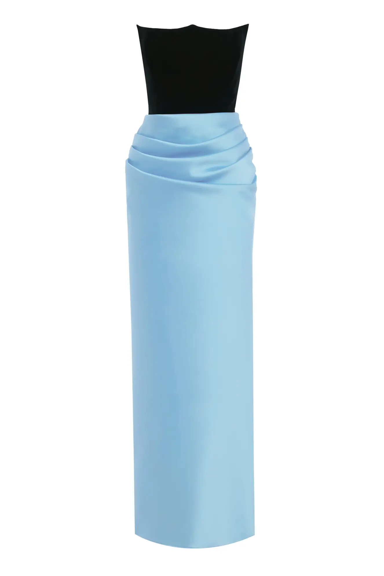 Blue Satin Sleeveless Long Dress