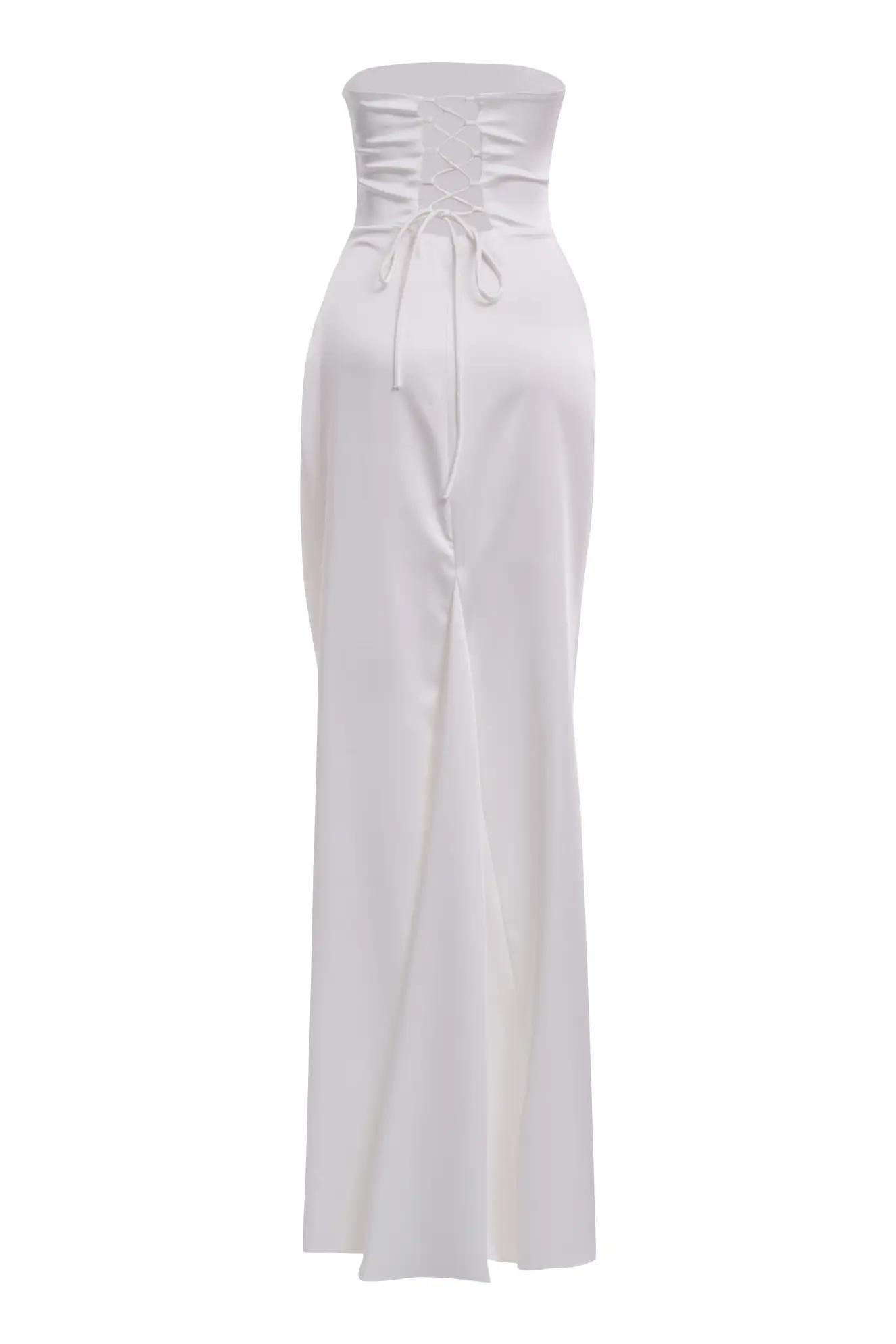 White Satin Strapless Long Dress