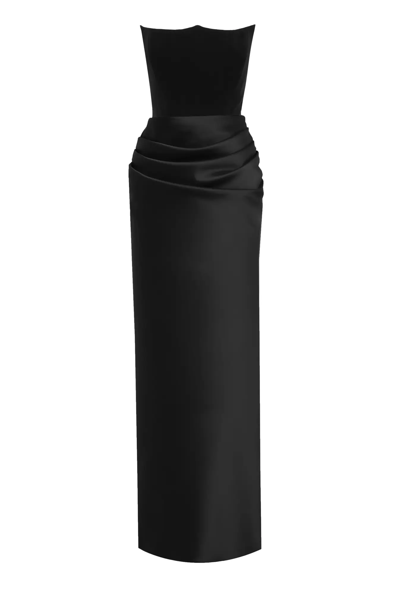 Black Satin Sleeveless Long Dress