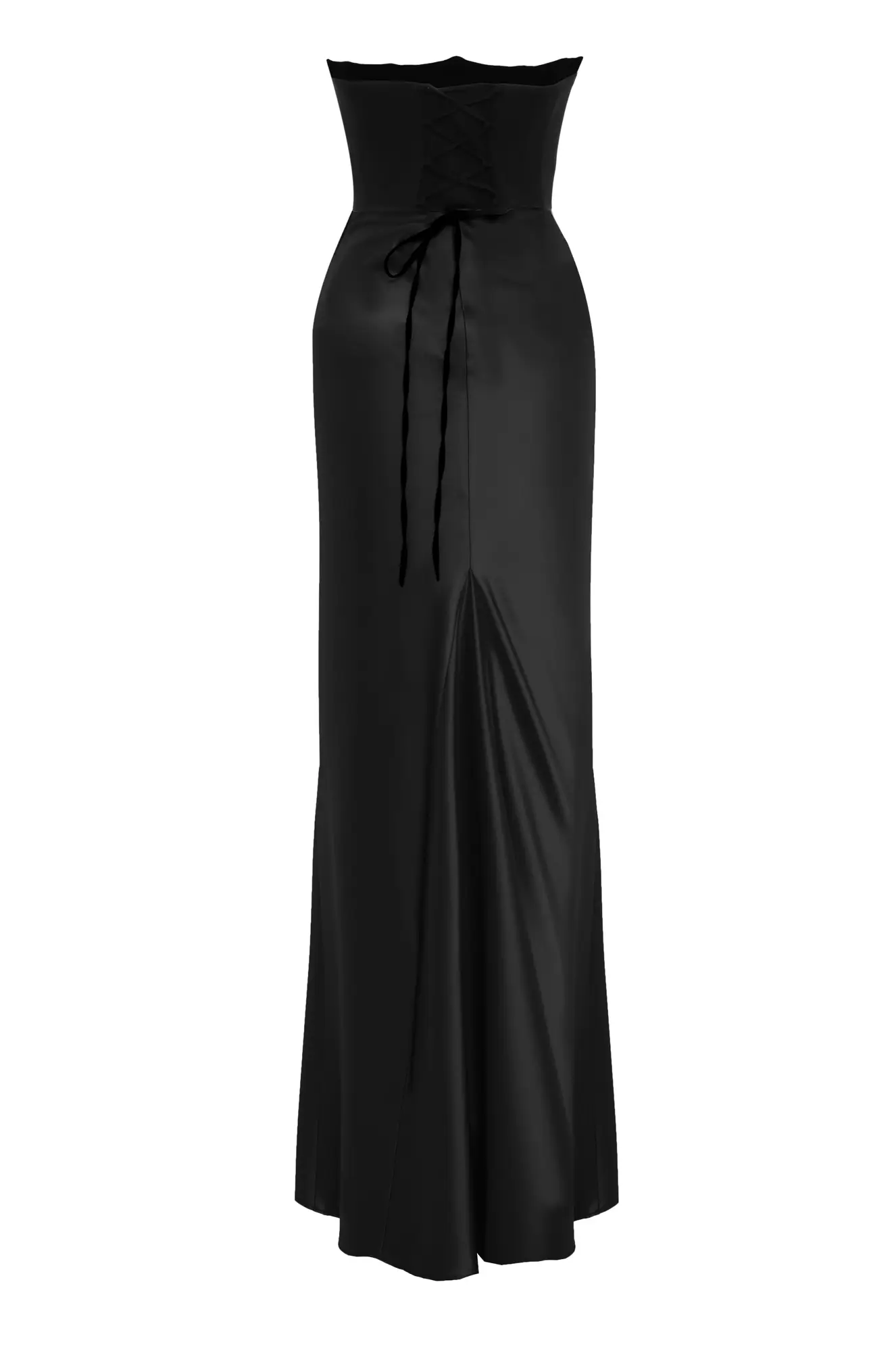 Black Satin Sleeveless Long Dress