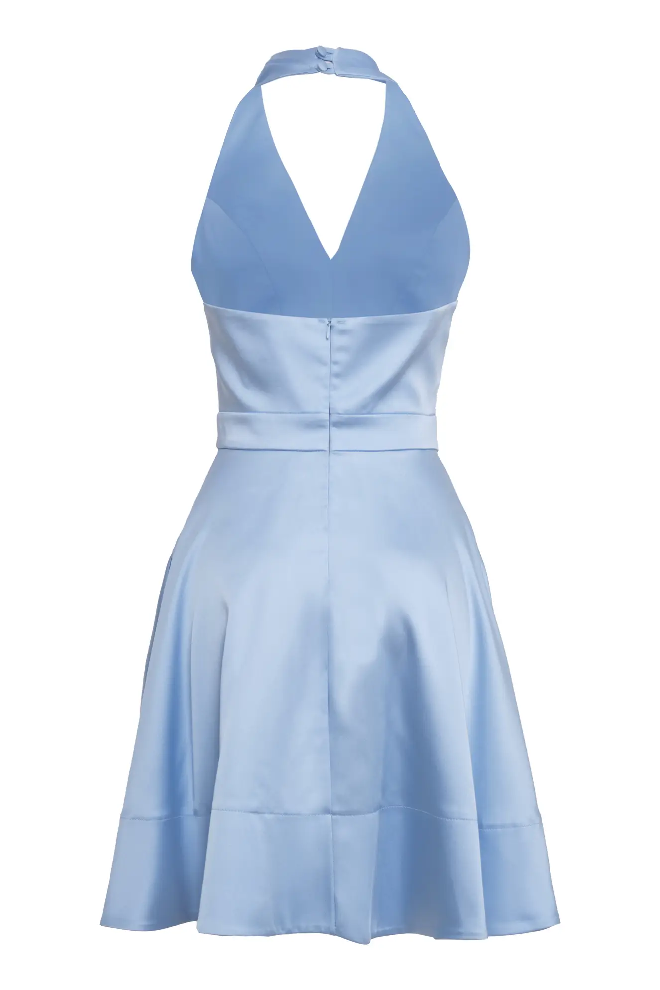 Blue Satin Sleeveless Mini Dress