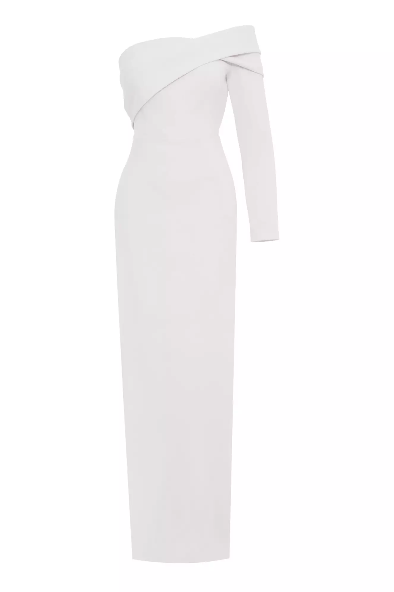 White Crepe One Arm Long Dress