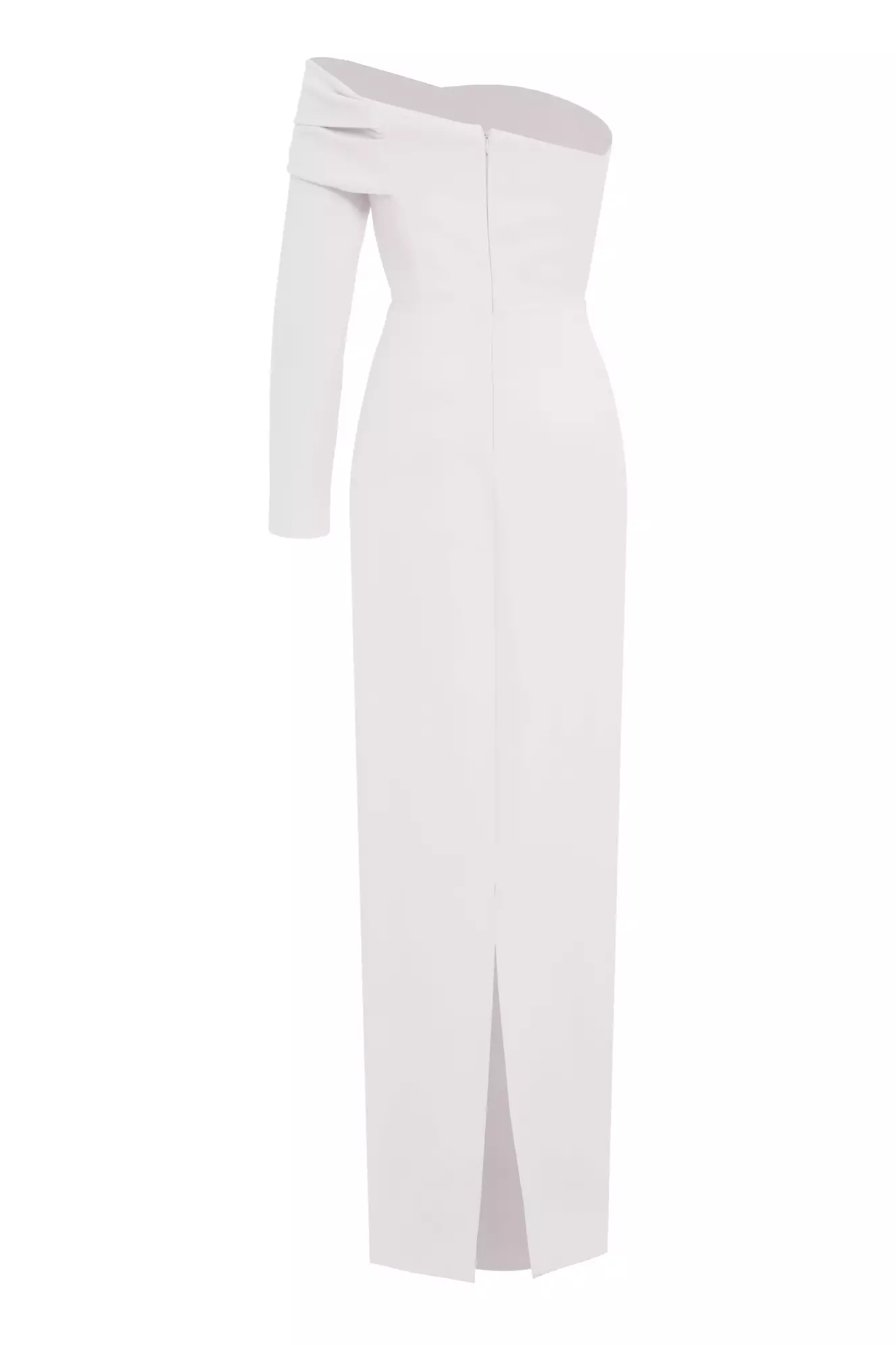 White Crepe One Arm Long Dress